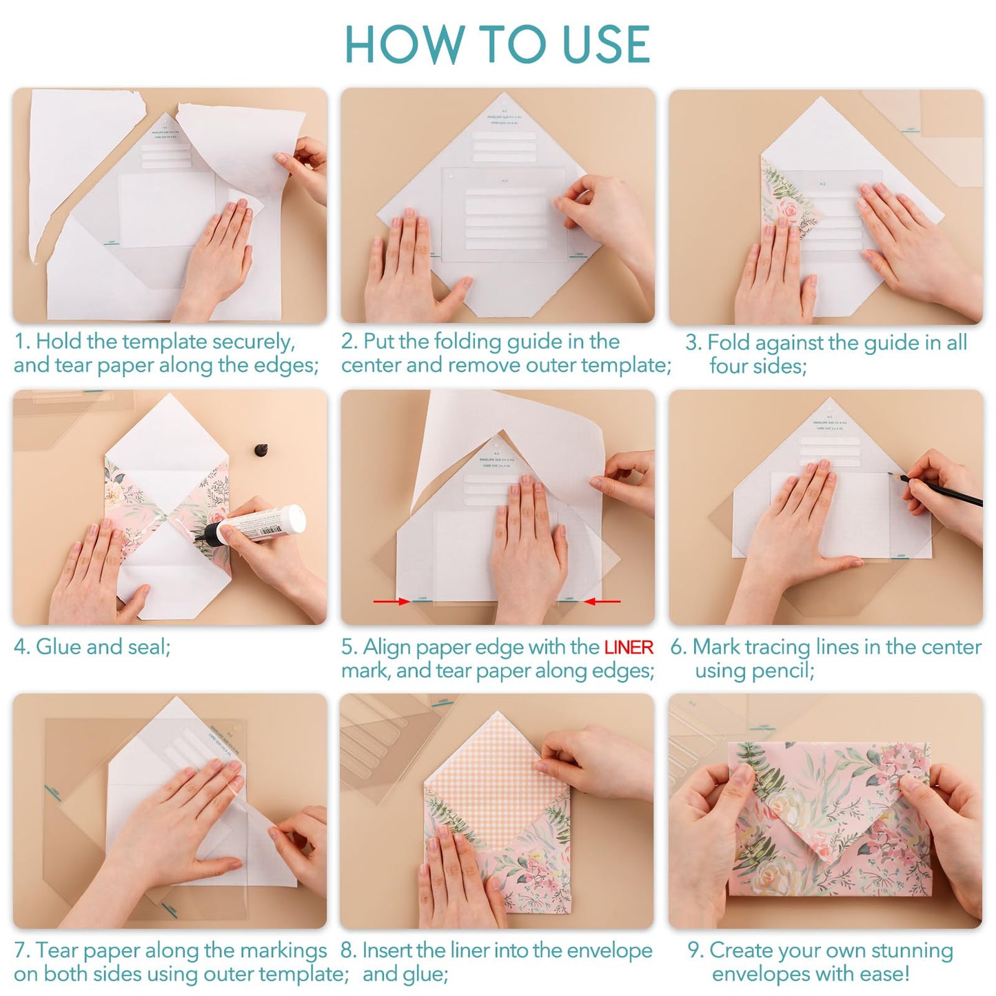17pcs/Set Envelope Maker Guide Set Envelope Tear Templates All-in-One Envelope Making Tools for Card Making Envelope Makers Crafting Supplies