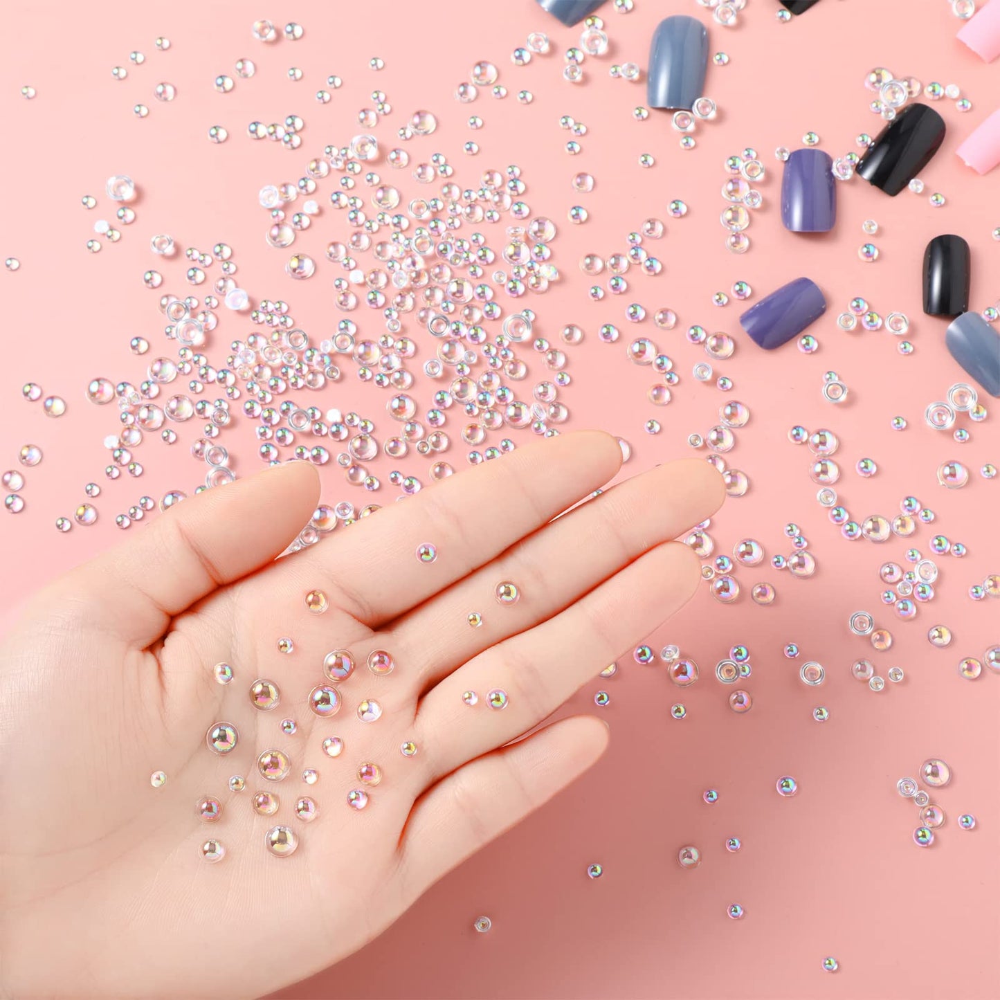 1400 Pieces Dewdrop Water Droplets Embellishments Dewdrop Simulation Round Waterdrop Resin Beads for DIY Scrapbooking Crafts Cell Phone Case Card Making(AB Color)