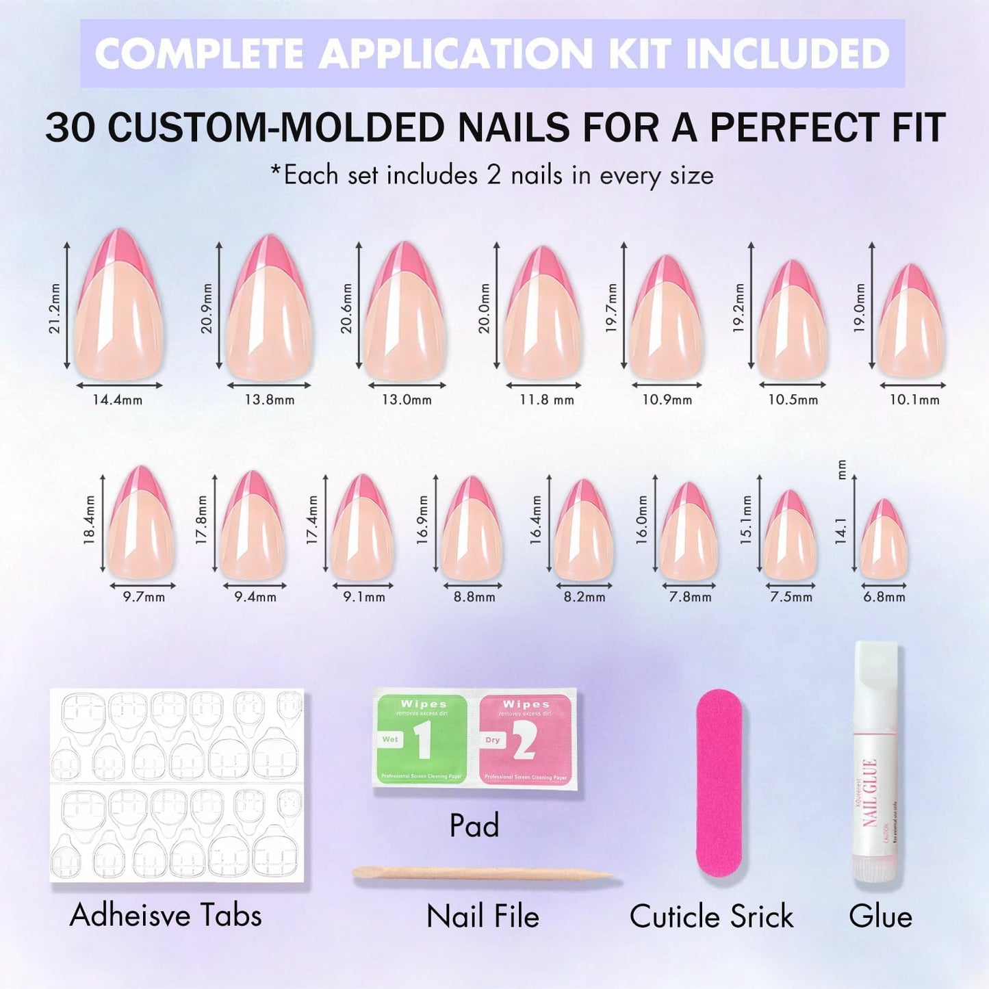 KQueenest Chrome French Tip Press On Nails Short Almond, 30 Pcs Glazed Pastel Yellow Fake Nails Press ons With Mirror Effect, Reusable Long-Lasting Bling Glue on Nails with Glue for Women Manicure