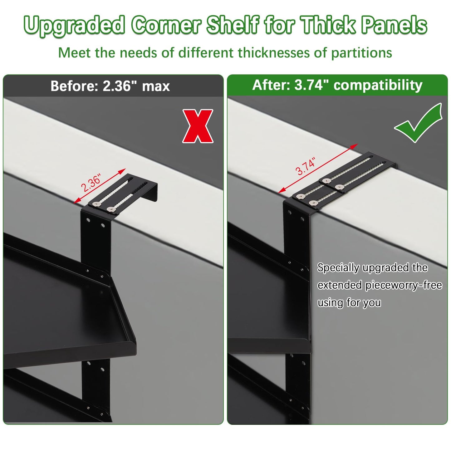 Olpchee Office Cubicle Shelf, Cubicle Storage, Shelf Organizer Accessories, Height Adjustable Hanging Corner Shelf with Adjustable Hooks (Black, Double Layer)