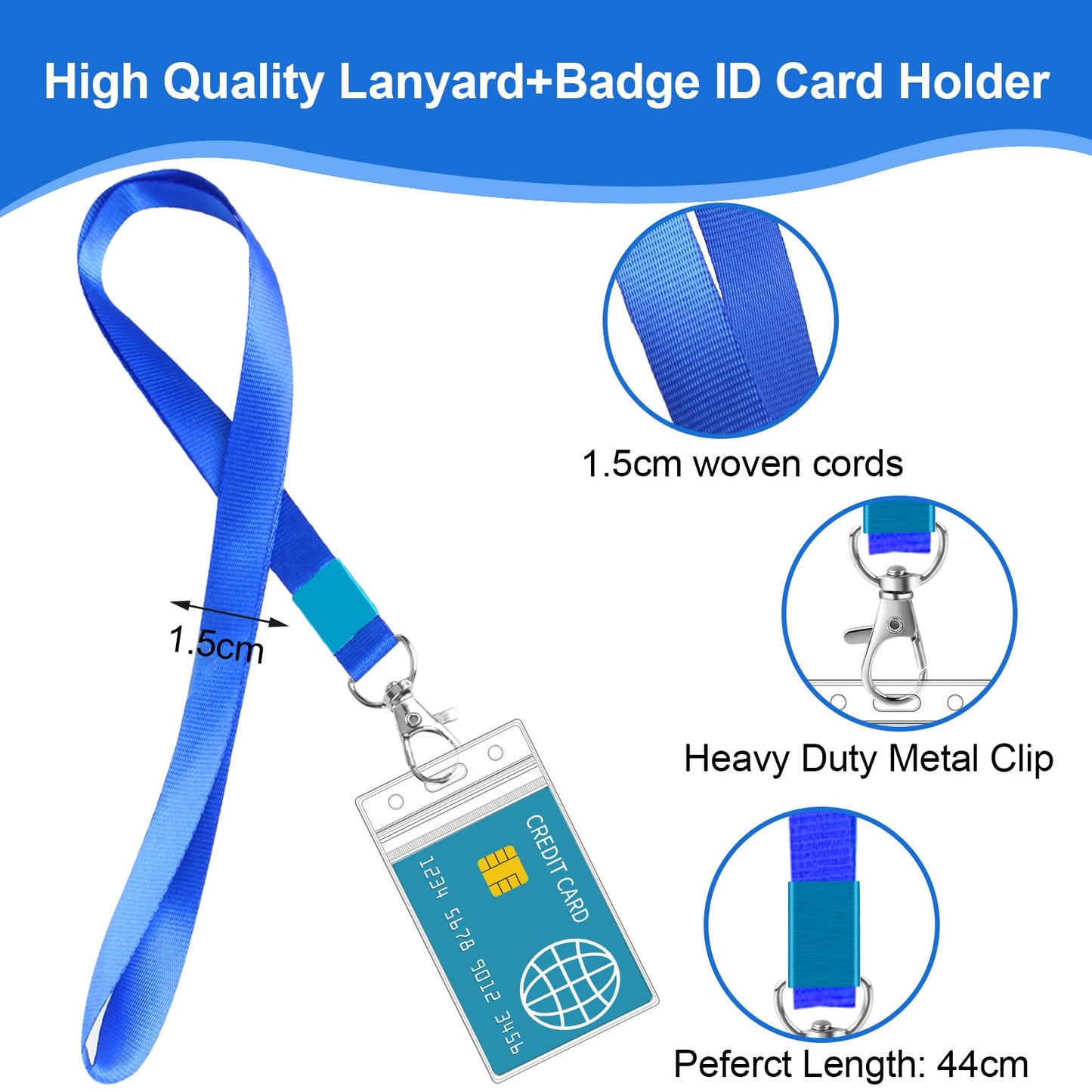 Badge Holder with Lanyard, 24-Pack Clear Vertical ID Card Badge Holder, Durable Badge Holders with Colorful Cruise Lanyards (Inner Size: 2.6’’×3.7’’, 12 Colors)