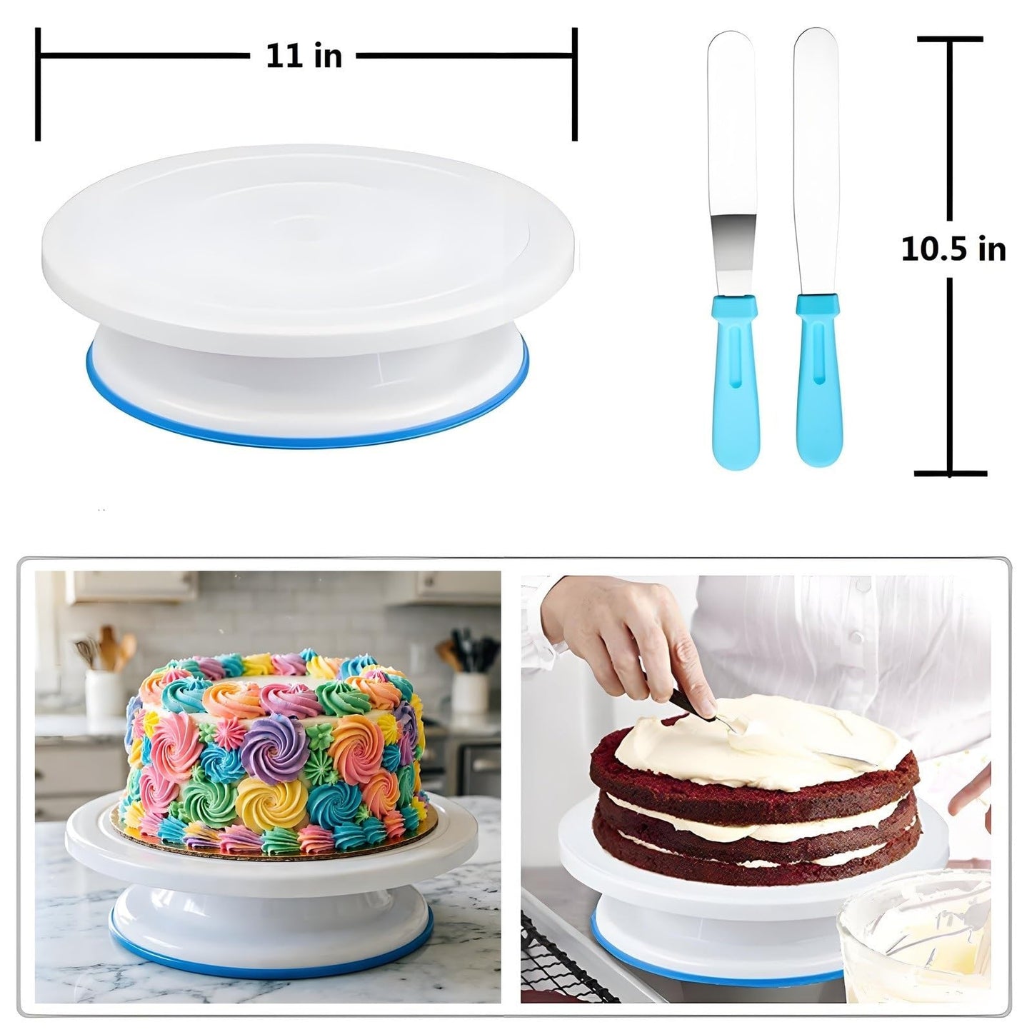 YOQXHY Cake Decorating Kit, 248 Pcs Baking Supplies Tools with Cake Turntable, Leveler, 24 Numbered Icing Tips, 2 Spatulas, 3 Scrapers, 2 Couplers, 50 Cupcake Liners, 100 Pastry Bags & More, (Blue)