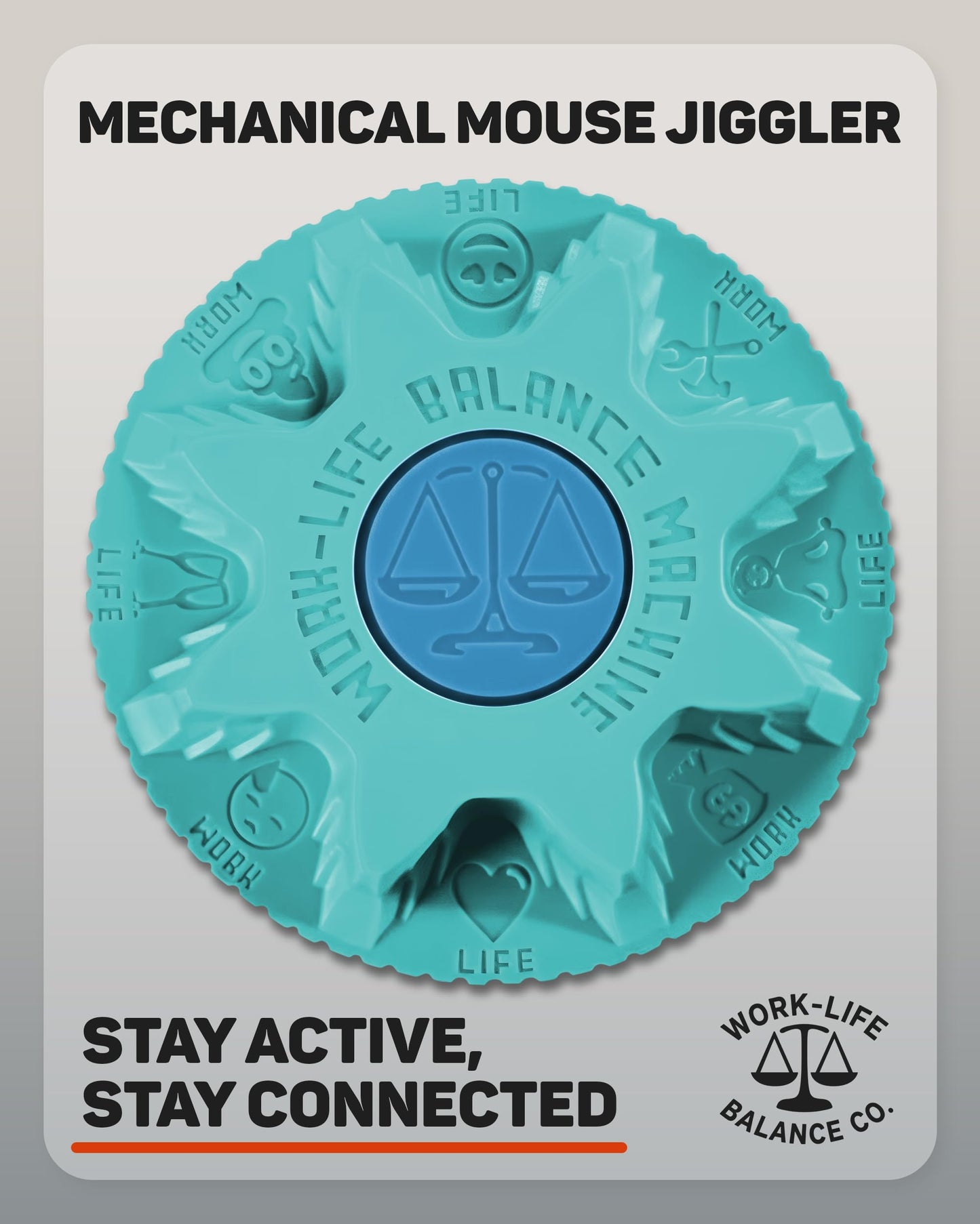 Work-Life Balance Compact Mechanical Mouse Jiggler - Undetectable Device to Keep Mouse Moving and Computer Awake, Cordless Wireless Mover for Remote Work Essentials & WFH, Automatic Wiggler - Aqua