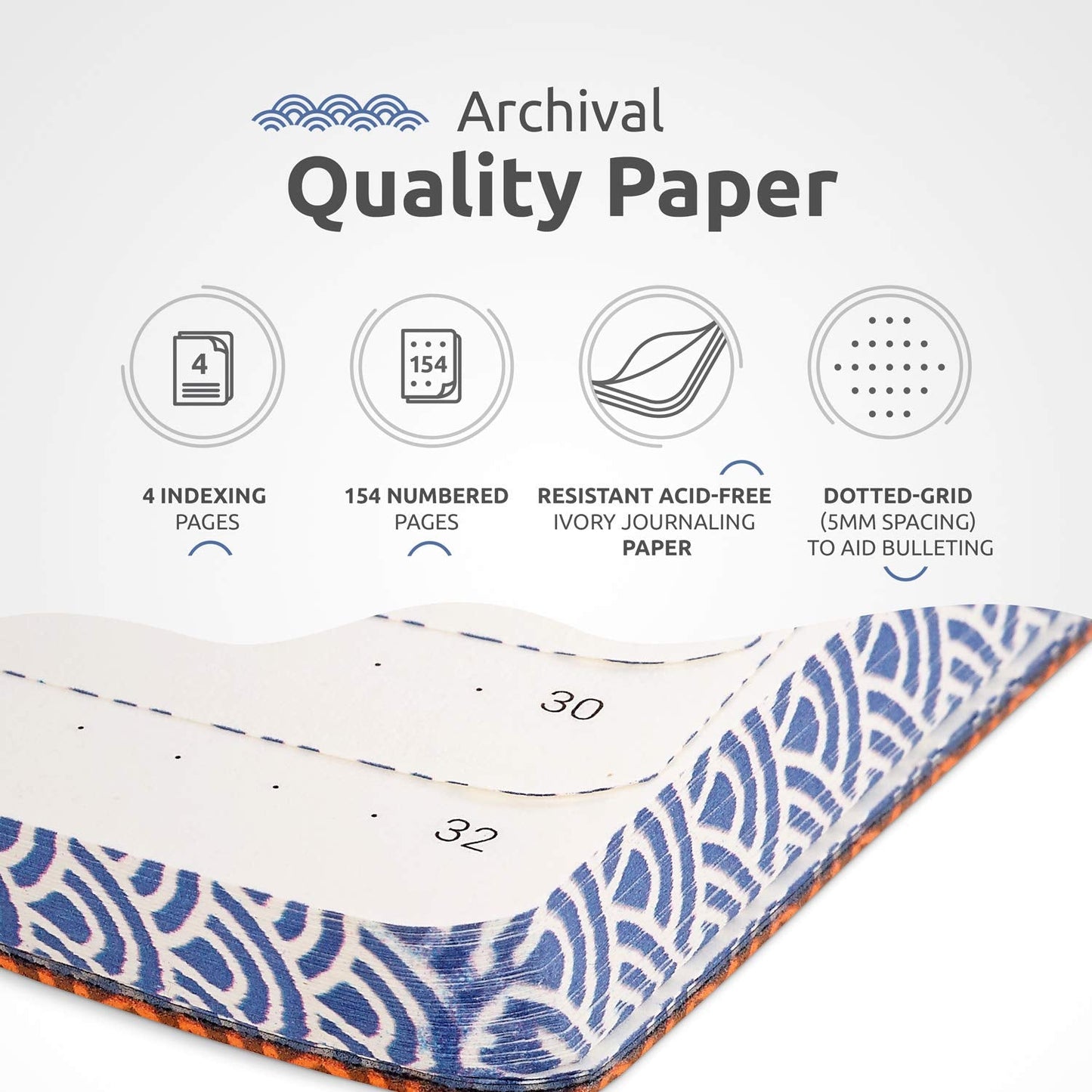 Soft Cover Large B5 Dotted Journal - Enjoy Bullet Journaling with a 7x10-inch, Non-Bleed Thick 120gsm Paper, Dot Journal in Orange, Japanese Edge Motif - Faux Leather Lay Flat Dot Notebook