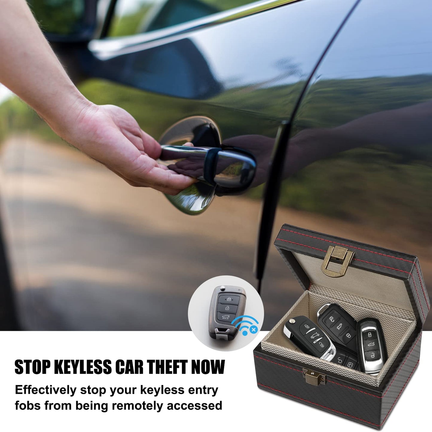 Diyife Faraday Box, RFID Box for Car Keys, Faraday Key Fob Protector Cage, Anti-Theft Key Fob Car Key Signal Blocking Shielding Box Gifts For Men, 4.6" x3.6" x2.5"