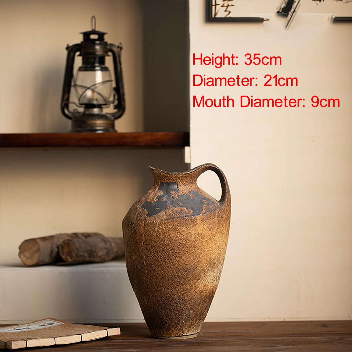 QVK Large Indoor and Outdoor Planters, Distressed Finish Floor-Standing Planters, Drainage Holes are Provided At The Bottom,Suitable for Home Entryways and Gardens.-Dark Brown