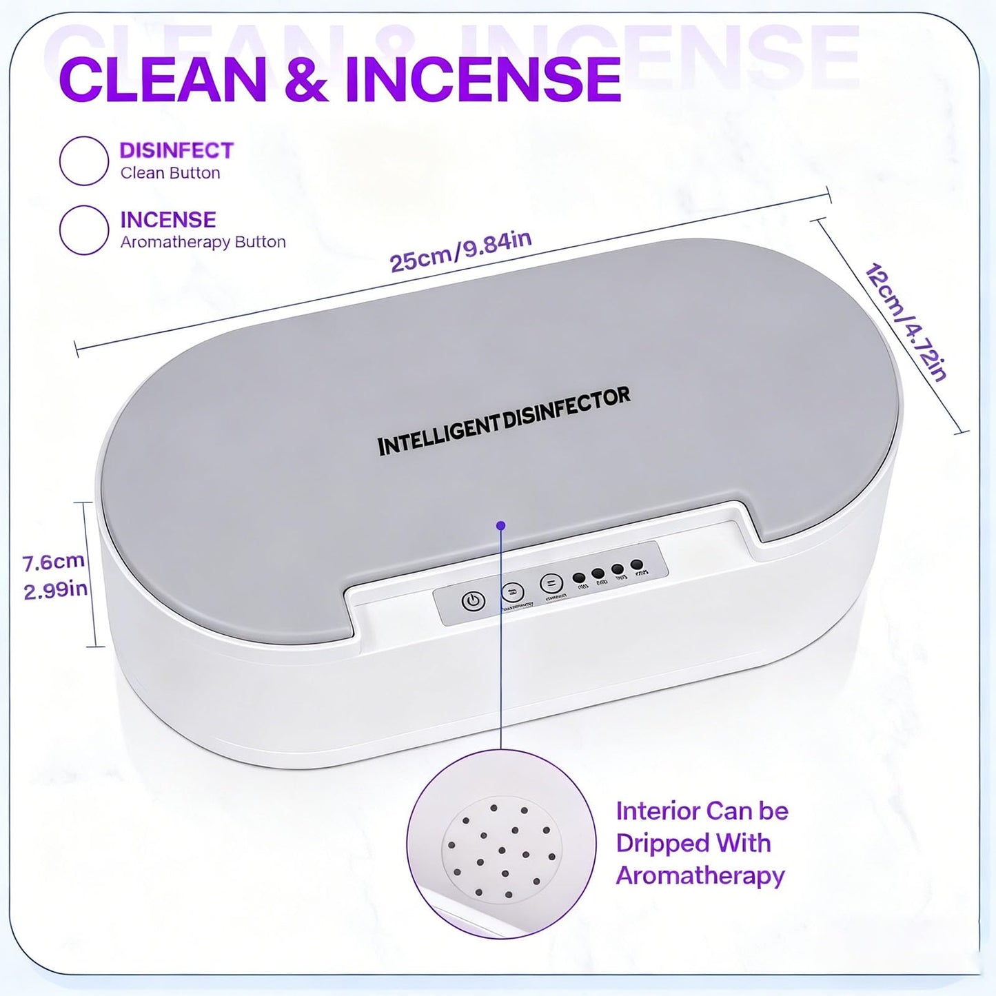 Multifunctional Cleaning Box, ALLGLAM Portable USB Cleaning Box for Nail Manicure Make Up Tools,Jewelry,Tattoo Supplies Cleaning