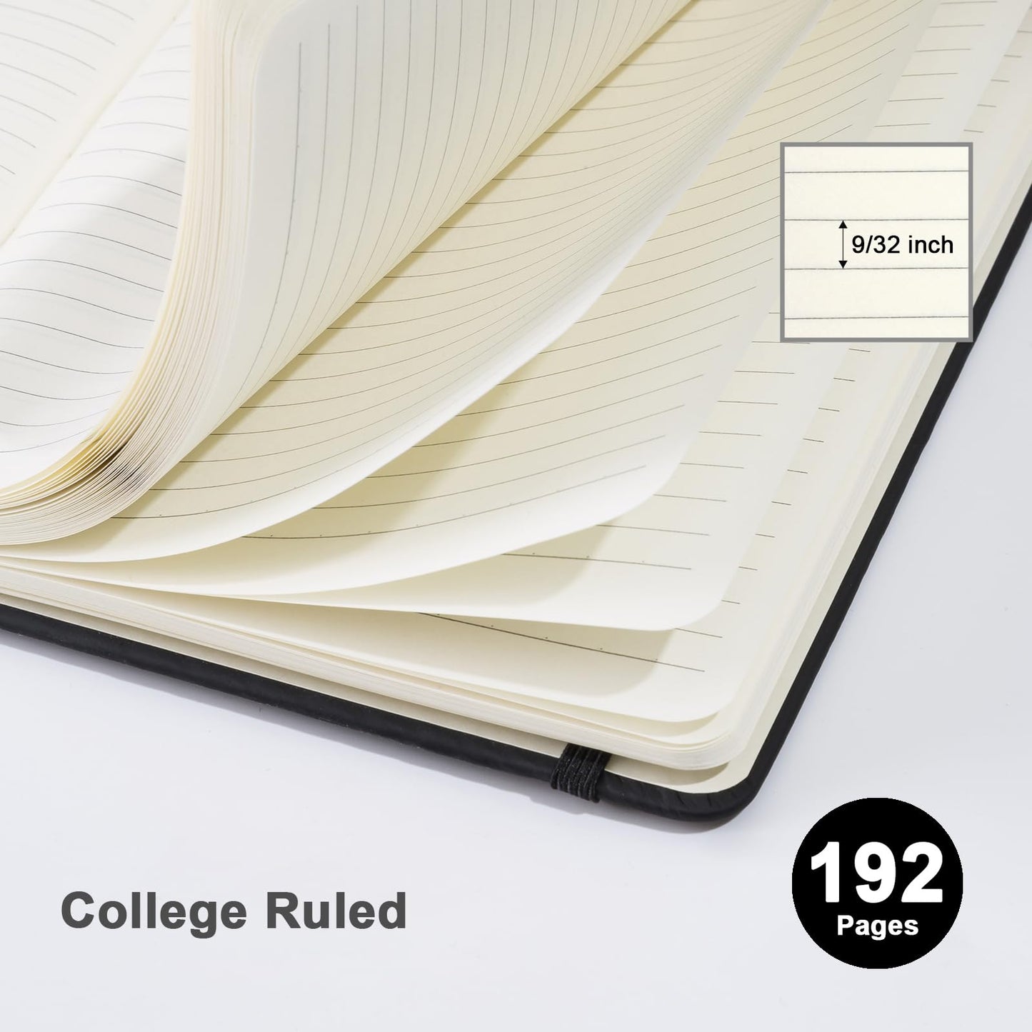 ViVin Lined Journal Notebooks for Work, 192 Pages, Medium 5.5 x 8.3 inch, College Ruled, A5 Hardcover Journaling Notebooks for Writing, 8 Pack Bulk,Black