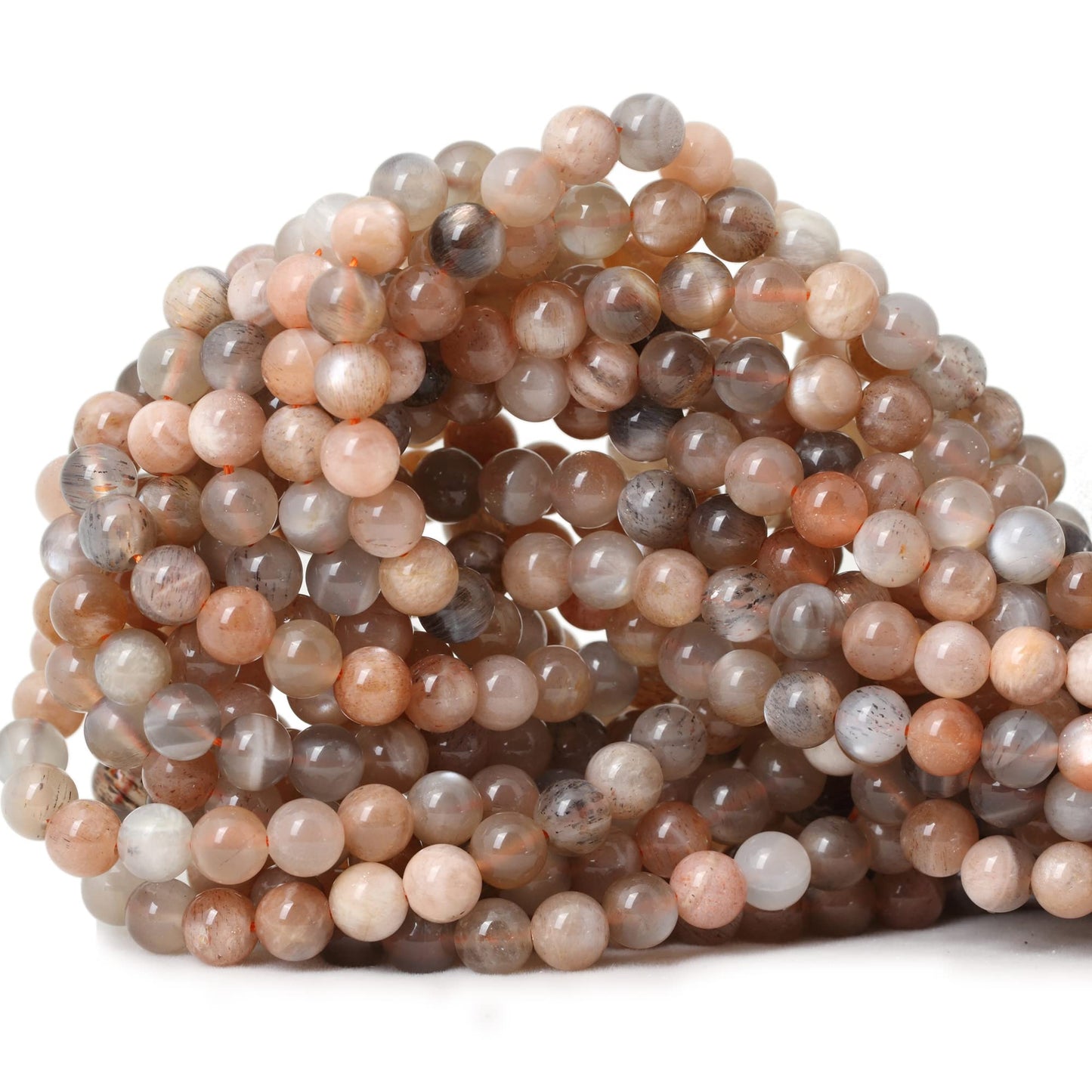 CHEAVIAN 60PCS 6mm Natural Orange Moonstone Gemstone Round Loose Beads for DIY Bracelet Necklace Earrings Jewelry Making 1 String 15 Inches