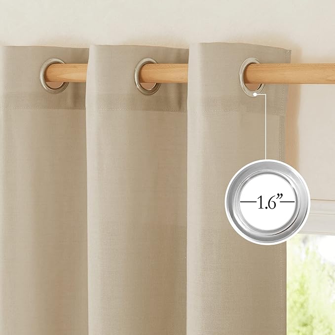 NICETOWN Linen Angora Window Curtains 84 inches Long, Grommet Thick Linen Blend Window Treatments Privacy Assured with Light Filtering for Bedroom/Living Room, W42 x L84