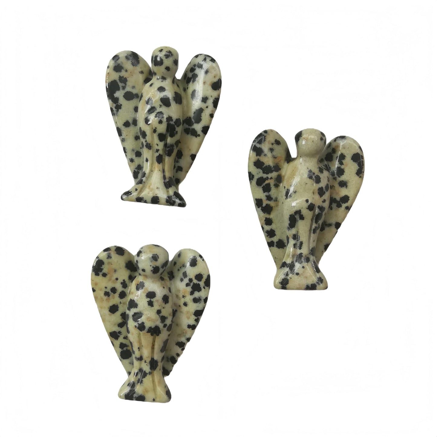 Afucats Natural Speckle/Dalmation Stone Healing Guardian Angel Indoor Decorative Stone,1.5 Inches Carving Pocket Palm Statue,Gift for Her Christmas Décor