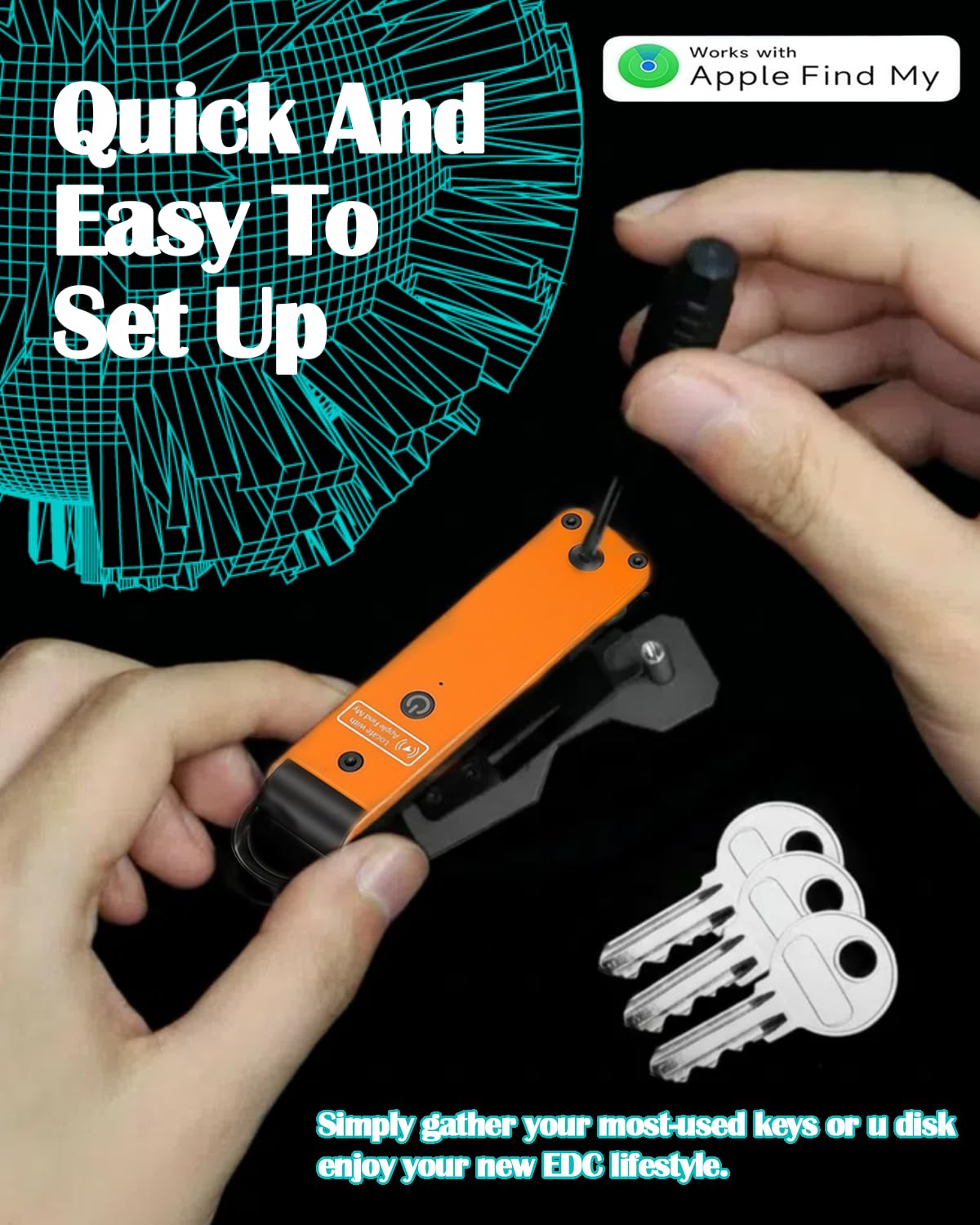 ShiChextasy Air Keychain with GPS Tracker : Lightweight Compact Key Holder for Outdoor Use - Minimalist Metal Key Organizer (Orange)