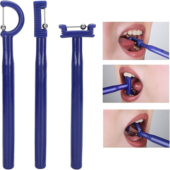 3PCS Tongue Tip Exercise Set, Speech Tools Oral Muscle Training Tool, Tongue Retaining Device for Oral Salivation, Drooling, and Dysphagia