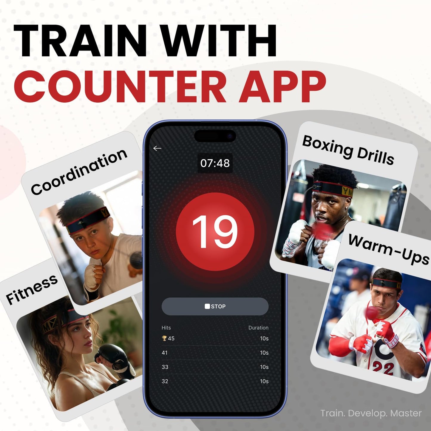 YMX BOXING® Ultimate Reflex Ball Set with Counter App - 4 React Reflex Ball Plus 2 Adjustable Headband, Great for Reflex, Timing, Accuracy, Focus & Coordination Training for Boxing, MMA and Krav Mega