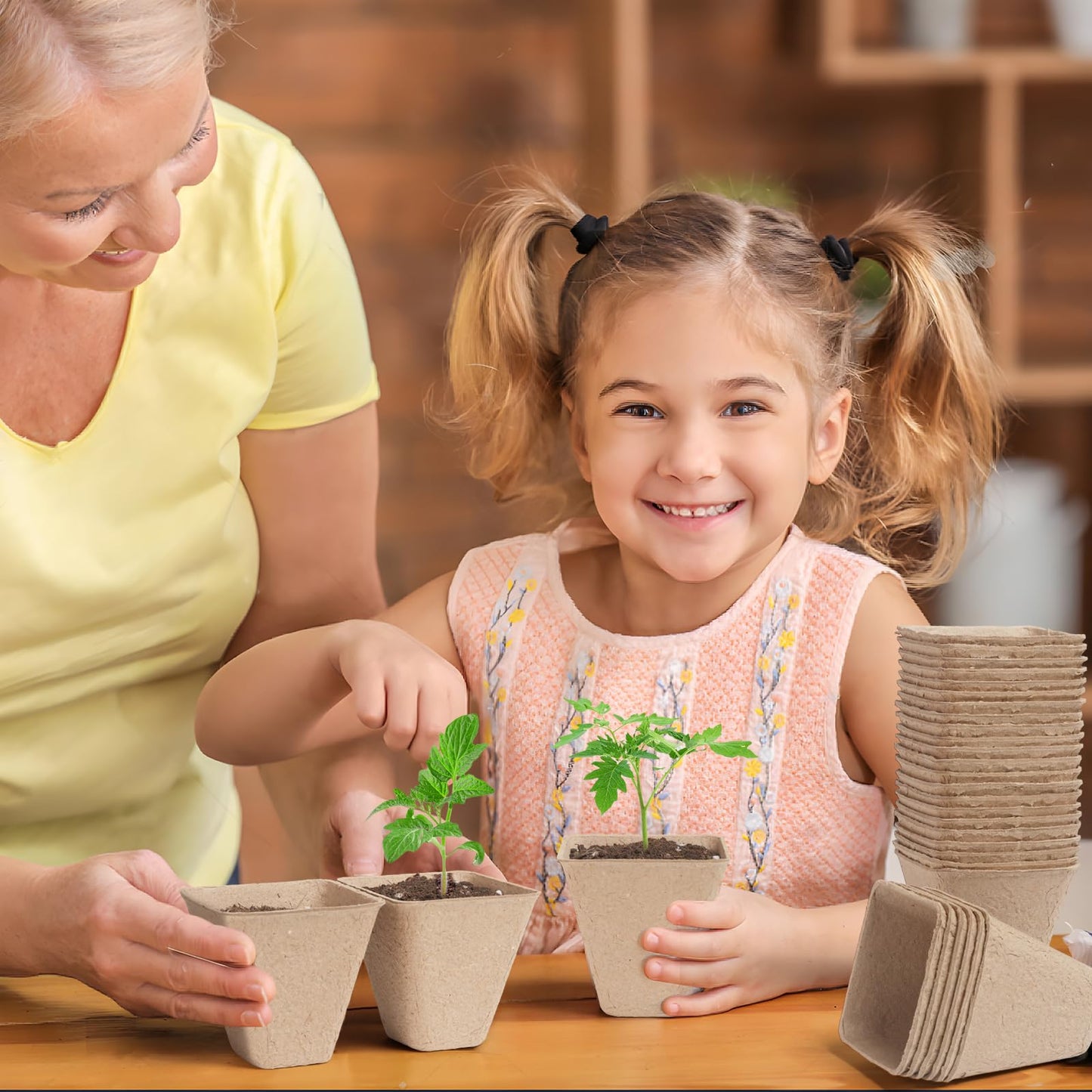 KOAMLY Square Peat Nursery Pots 150 Pcs 3in Biodegradable and Label, Used for Outdoor Gardens in Plant Nurseries