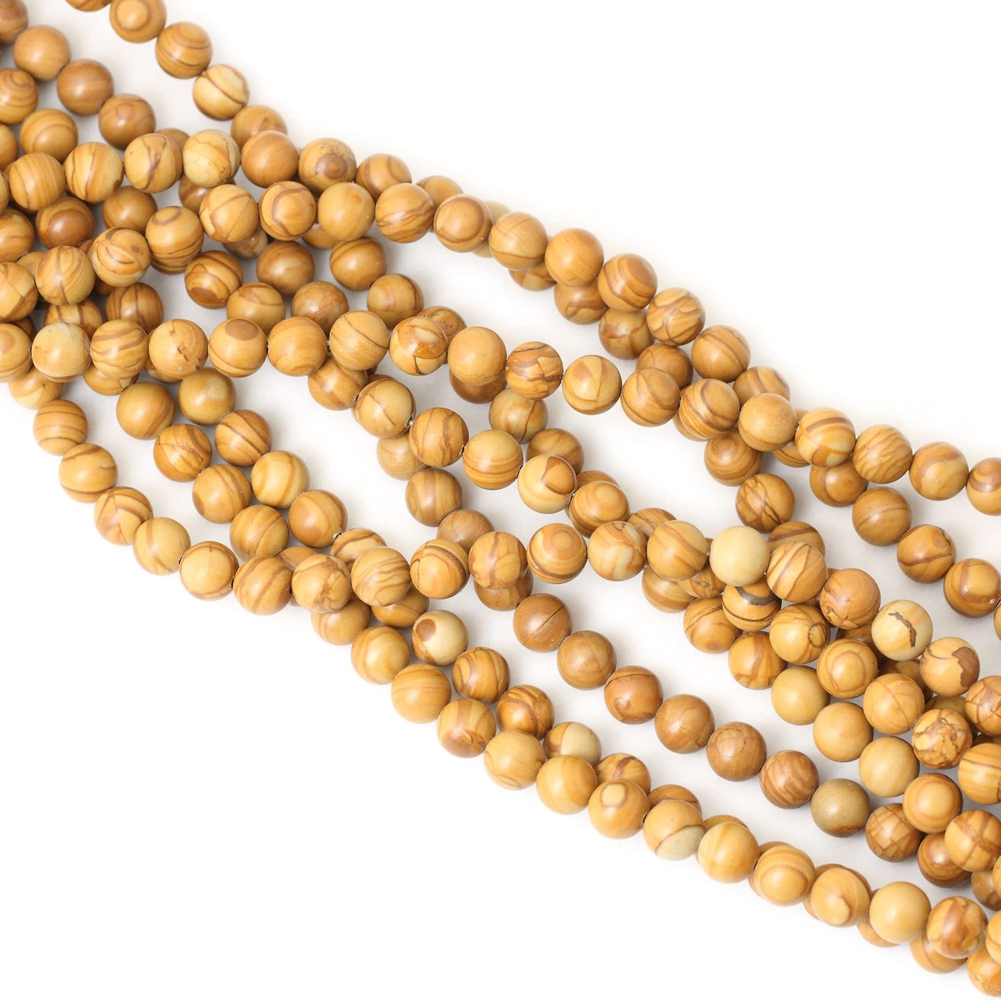 CHEAVIAN 45PCS 8mm Natural Woodgrain Jasper Round Loose Beads for Jewelry Making DIY Bracelet Necklace Materials 1 Strand 15"