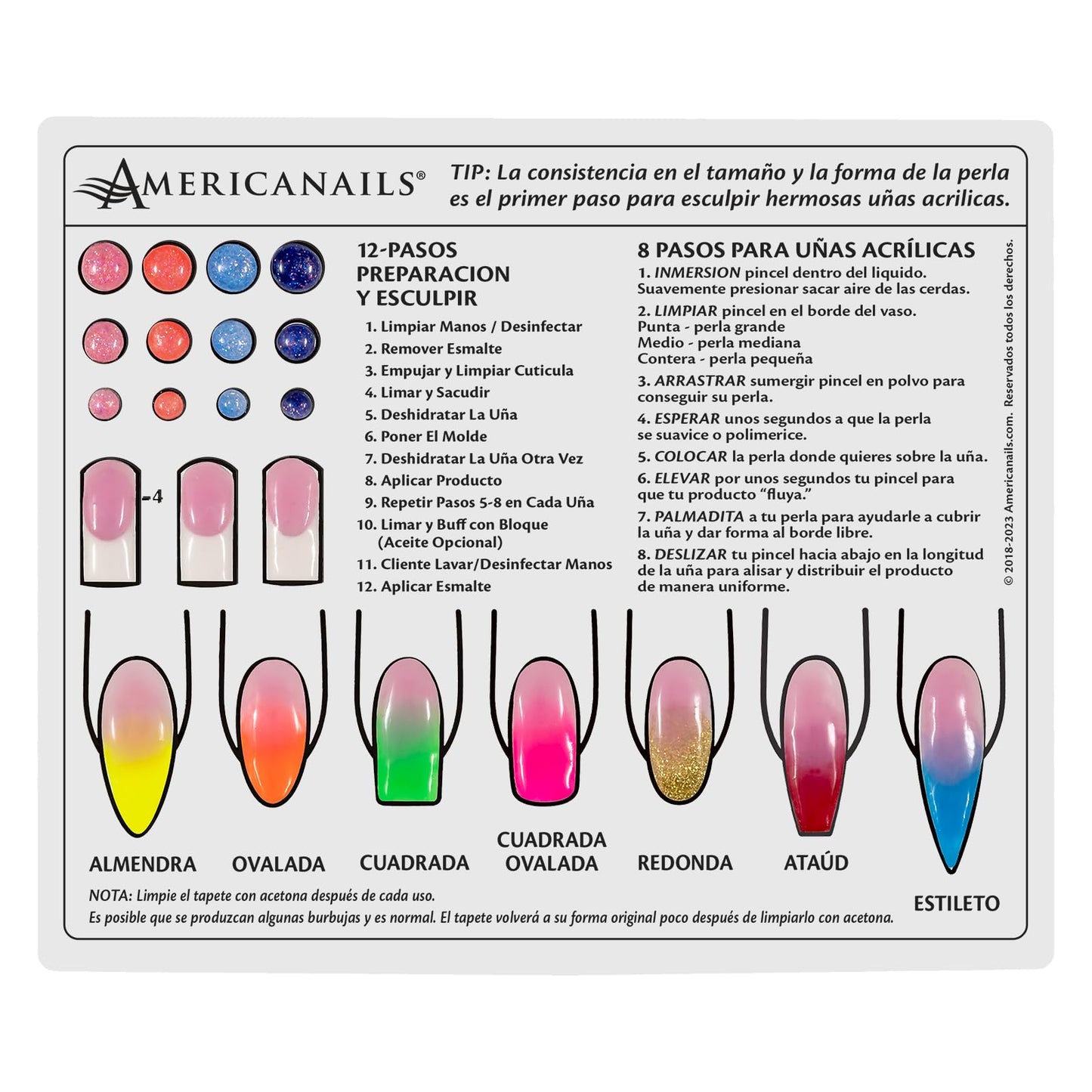 Americanails Plantilla Instructiva Mini de Silicona para Técnicas de Uñas Acrílicas: Mejora tus Habilidades, Aprendizaje Basado en Zonas y Limpieza Sencilla