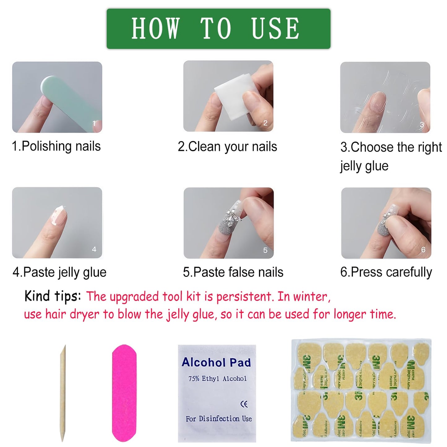 Spring press-on nails long ballet false nails with blue butterfly pattern false nails blue gradient cute leaves acrylic nails summer women's nail decoration 24 pieces