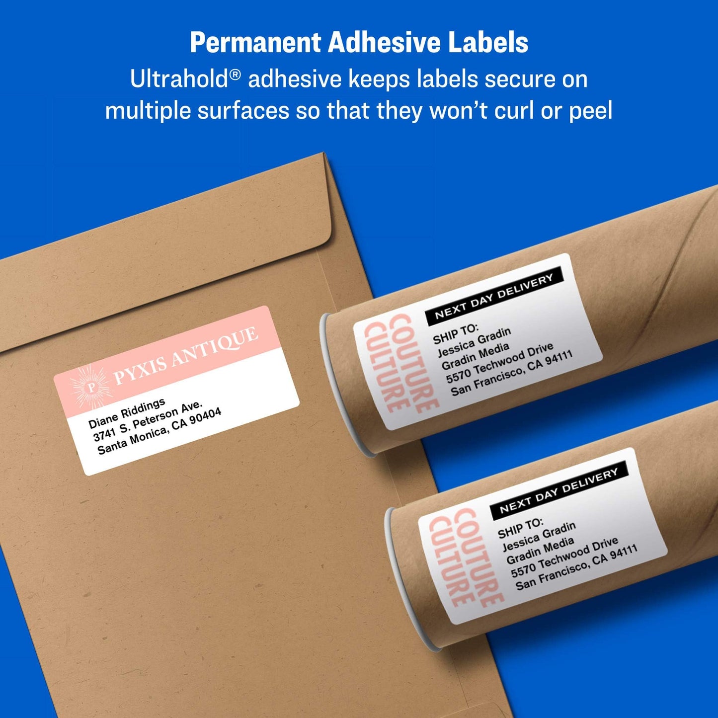 Avery Printable Shipping Labels with Sure Feed, 3-1/3" x 4", White, 600 Blank Mailing Labels for Laser Printers (5164)