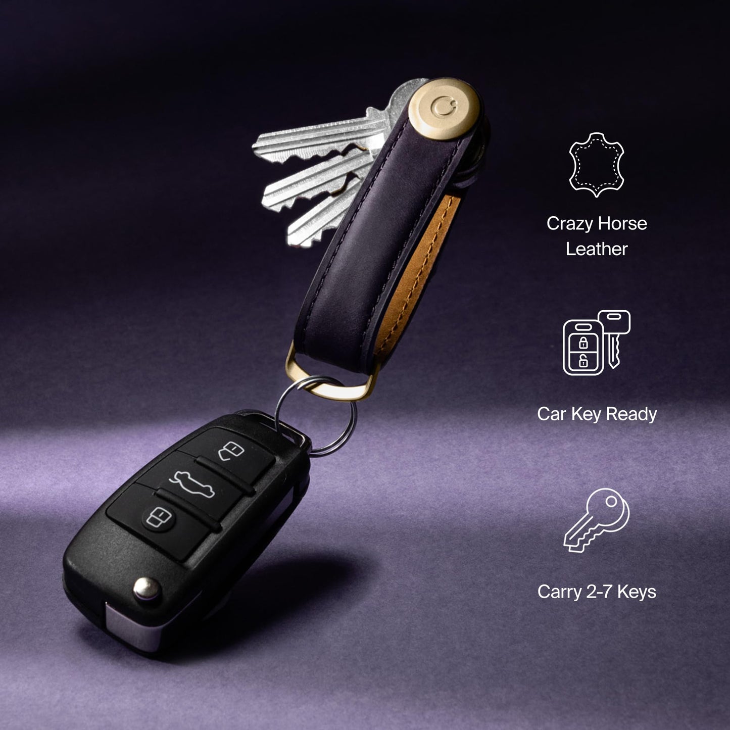 Orbitkey Crazy Horse Leather Key Organizer | Holds up to 7 Keys, Chestnut Brown
