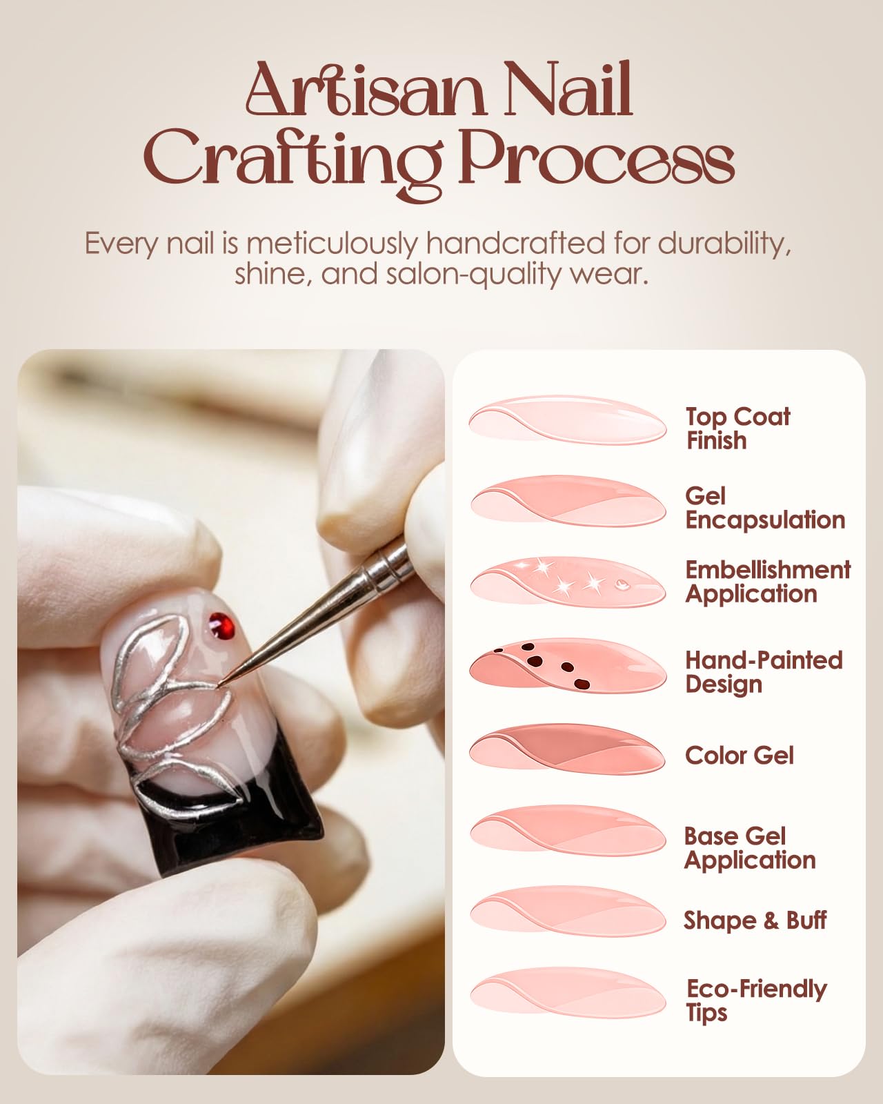 Buleens Handmade Press on Nails Acrylic Duck Nails-10pcs Short Gothic Fairy Mushroom 3D Fake Nails Kits