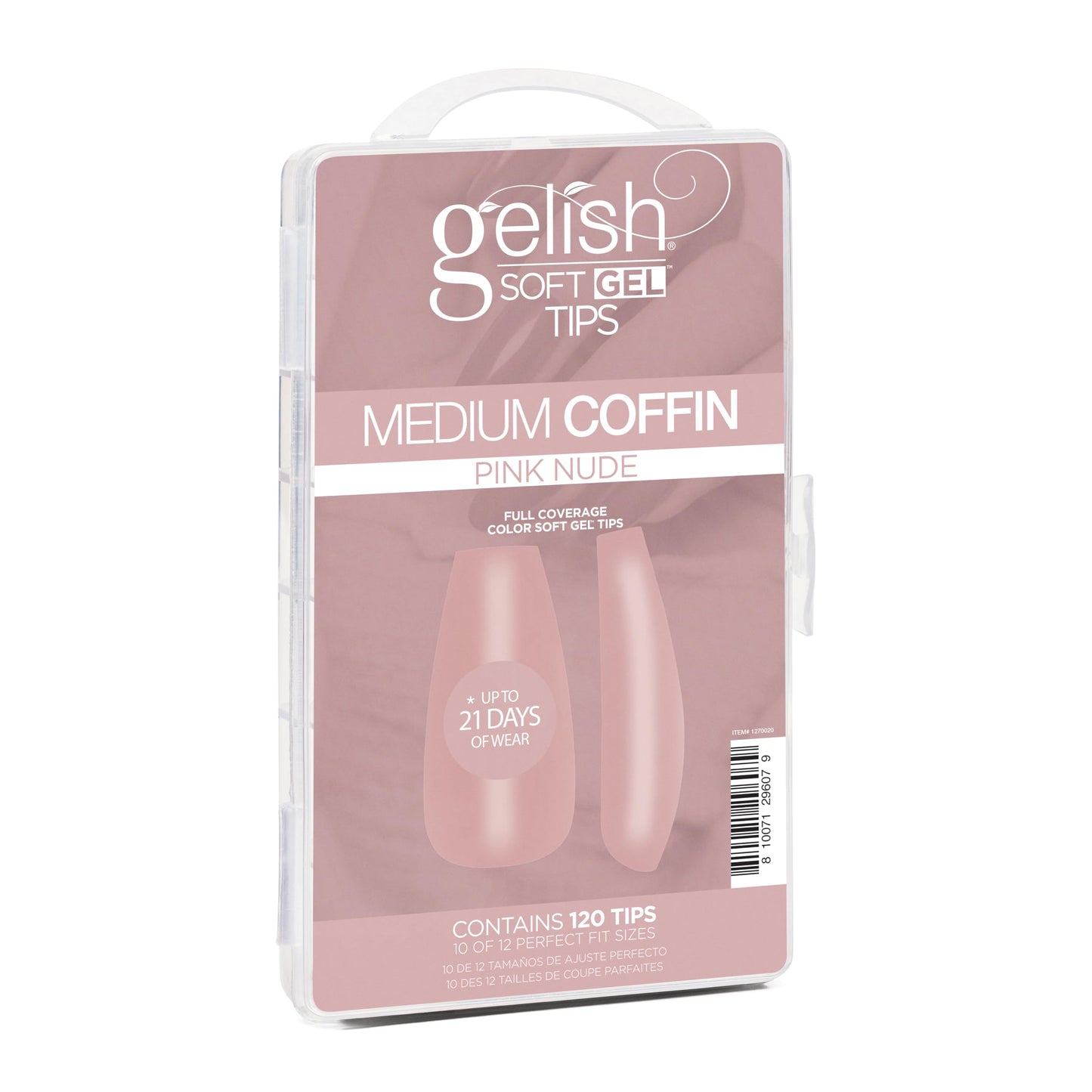 Gelish Nude Soft Gel™ Tips, Professional Quality Press on Nails Extension for Strong, Long-Lasting Manicures – Easy Application, Natural Look, (Pink Nude Medium Coffin, 120 Count)