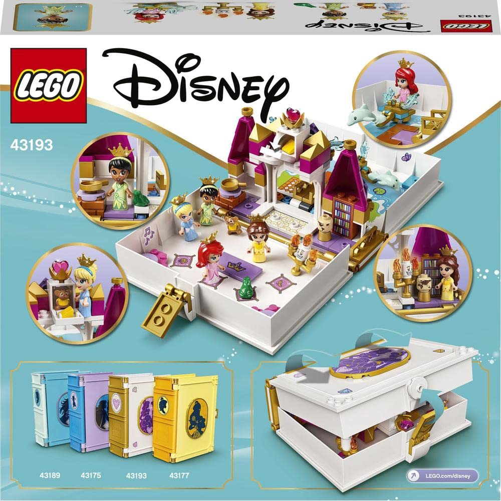 Lego® Disney Ariel, Belle, Cinderella and Tiana’s Storybook Adventures 43193 Building Kit; A Fun Buildable Toy Gift for Kids