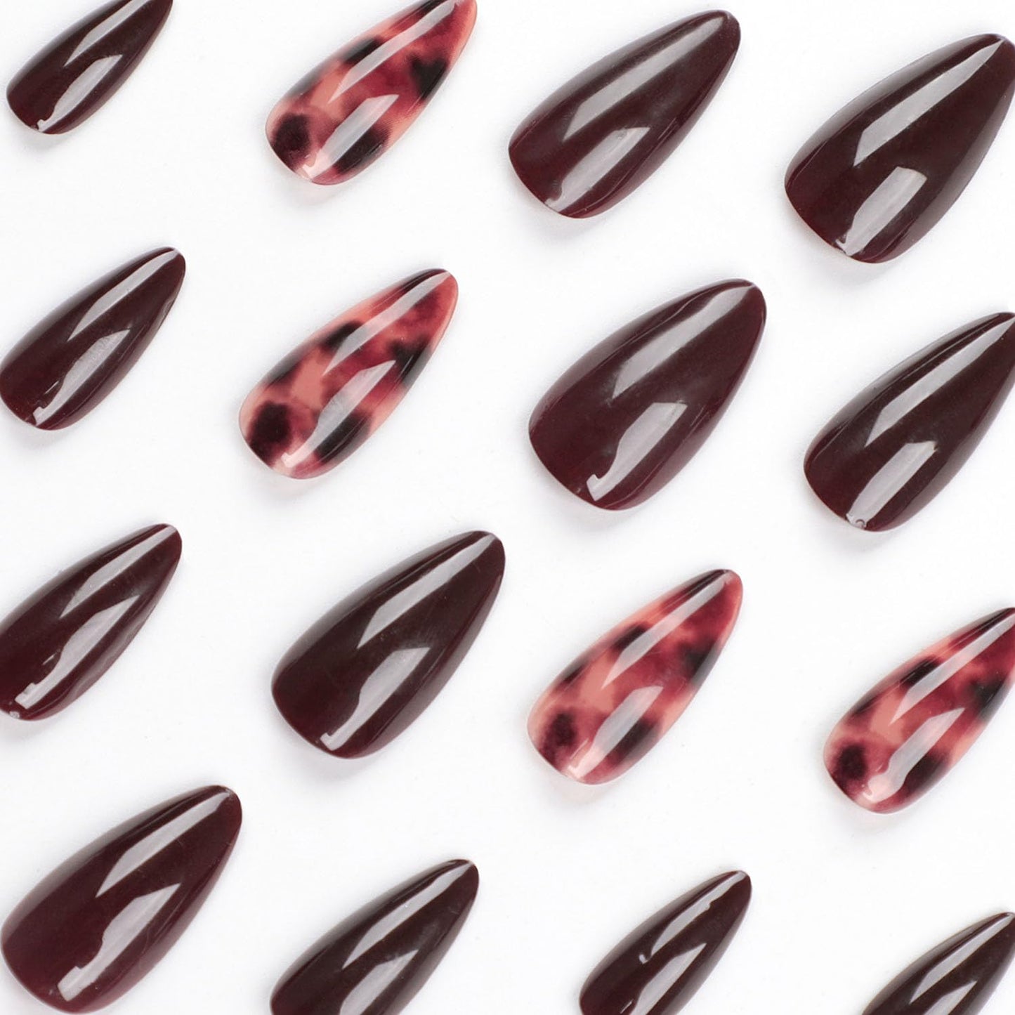 Fall Press on Nails Medium Almond SWEKKE Fake Nails Brown Full Cover Leopard False Nails with Designs Glossy Glue on Nails Stick on Nails Manicure Artificial Acrylic Nails for Women Girls 24Pcs