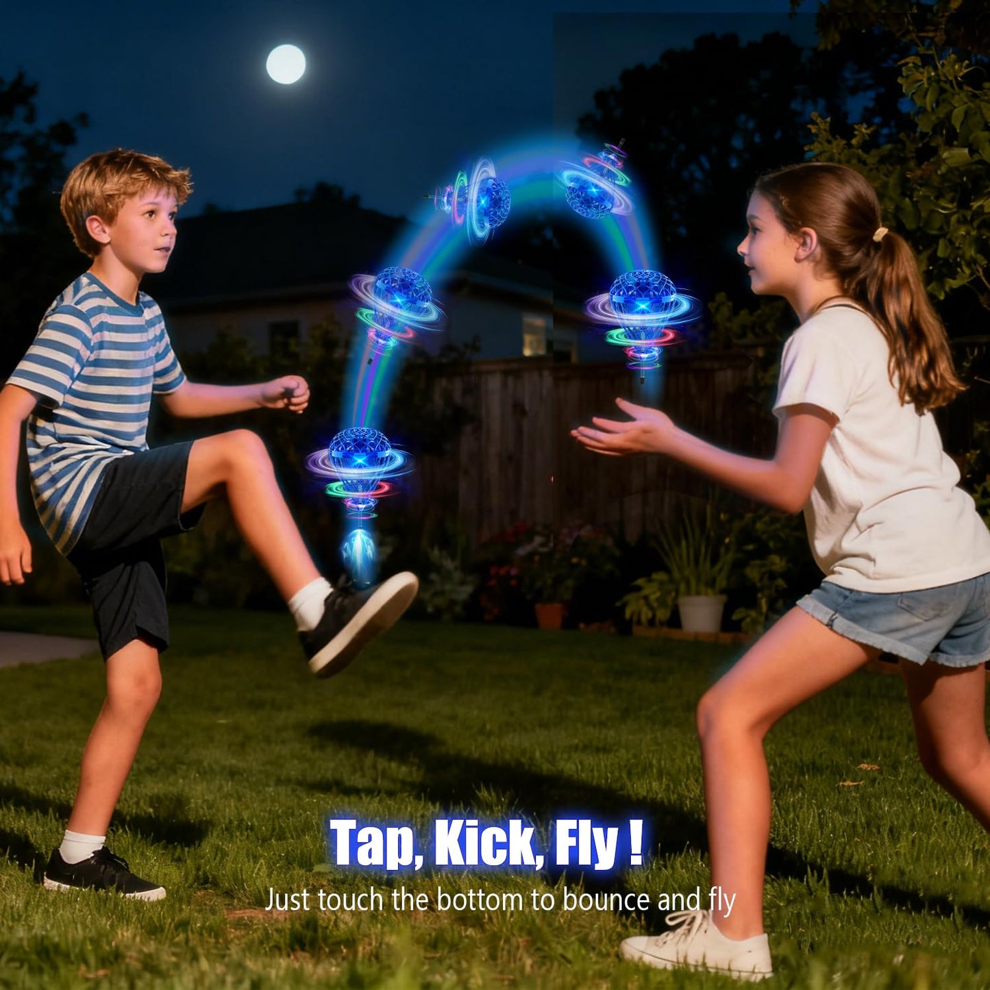 TrysGame Magical Flying Ball,Flying Toy for Kids with Motion-Control & 3D Flip,USB Rechargeable Cool Hover Bouncing Spinner Gift for Boys Girls Teens Ages 8 9 10 11 12 Years Old (Blue)