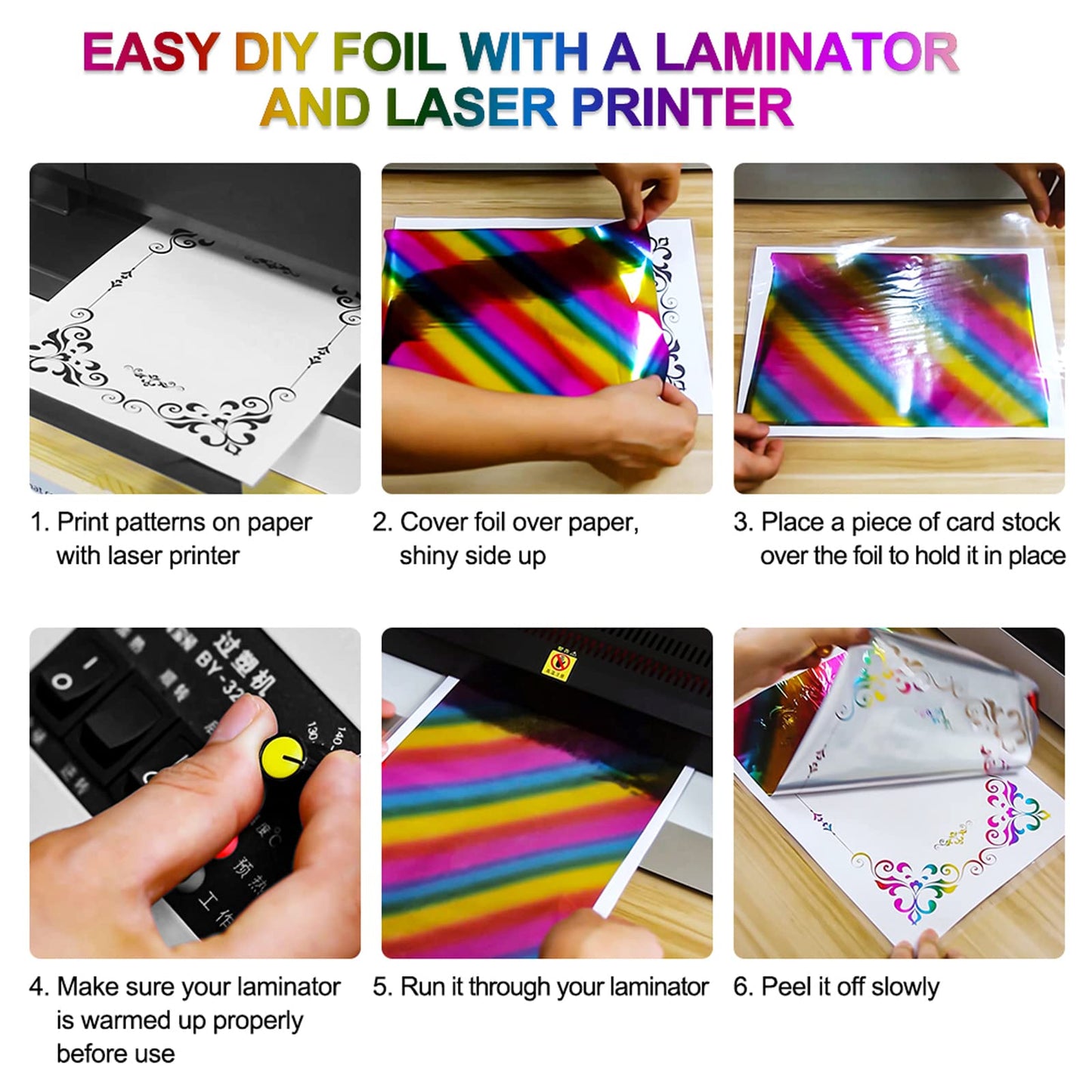 8 Rolls Toner Reactive Foil, 5mx19.3cm/Roll Foil Paper for Toner foiling,Foil by Laser Printer and Laminator Card Making Kit, Hot Stamping Foil Roll for Scrapbooking 7.6inch x 16.4ft