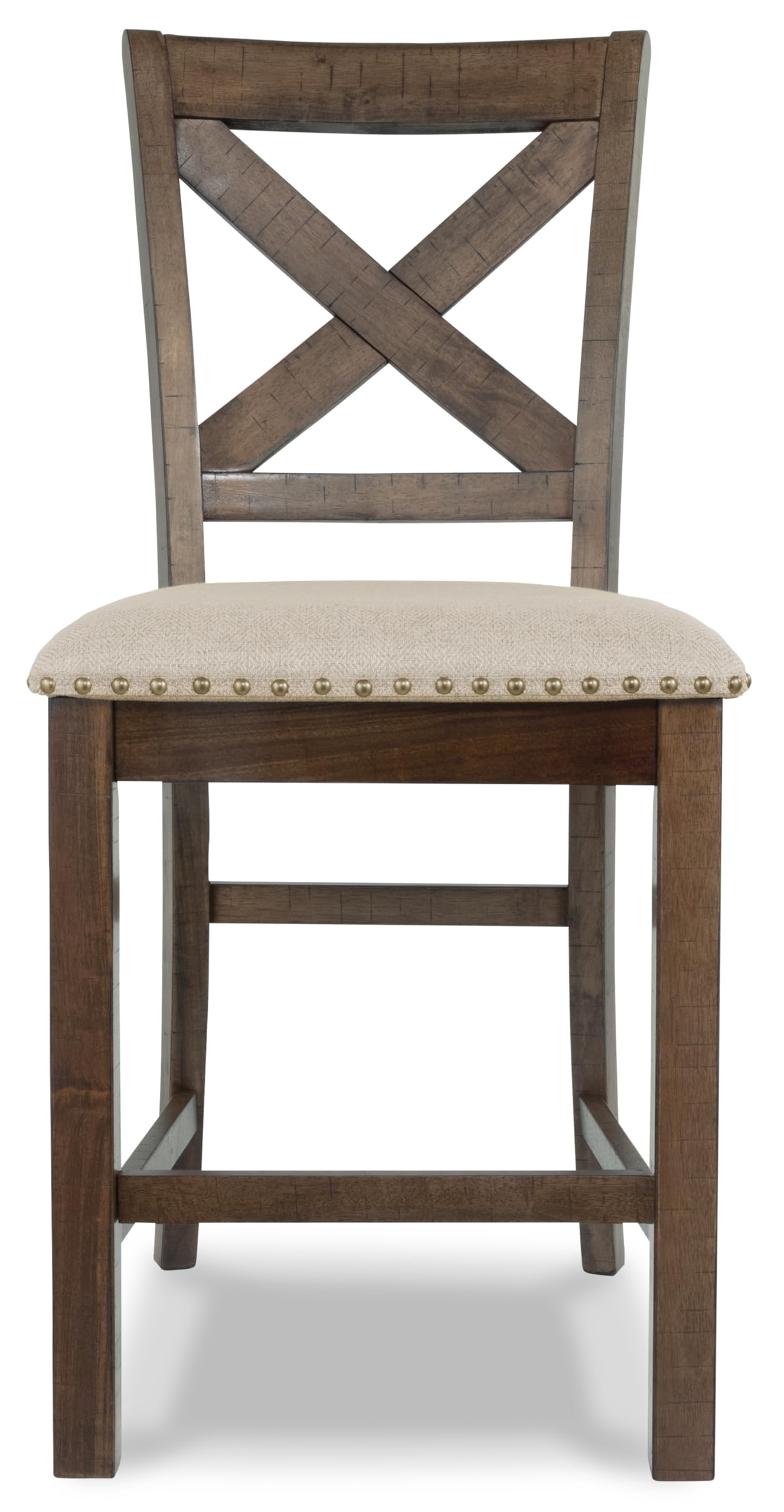 Signature Design by Ashley Moriville Rustic Farmhouse 24.5" Upholstered Barstool, 2 Count, Beige & Brown
