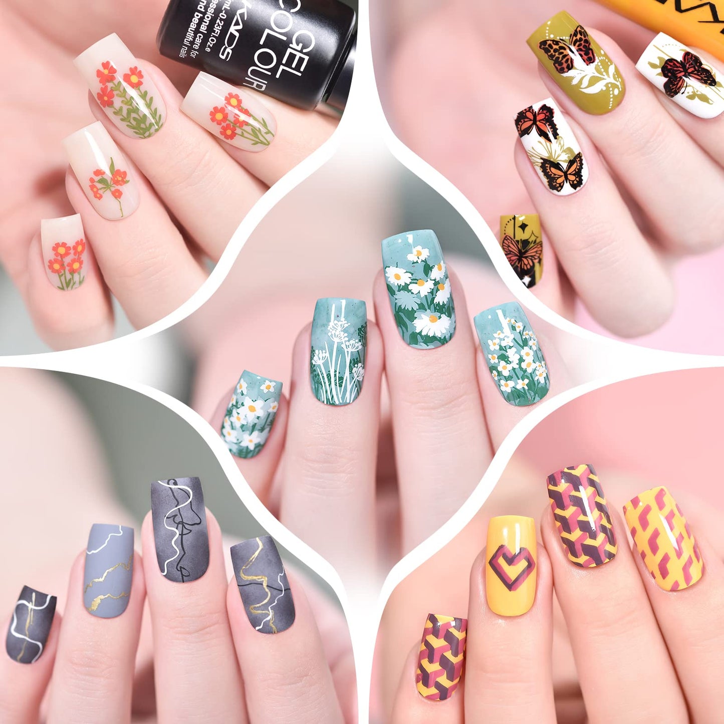 KADS 20Pcs Nail Stampig Plates with Stamper and Scraper Kit Nail Stamp Template Stencil Nail Art Design DIY Tool