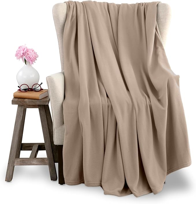 Vellux Full/Queen Size Microfleece Blanket | Fleece Bed Blanket | All-Season Comfort | Supersoft Lightweight | Plush Throw Blanket for Bed Couch or Sofa | Pet-Friendly | Nutmeg