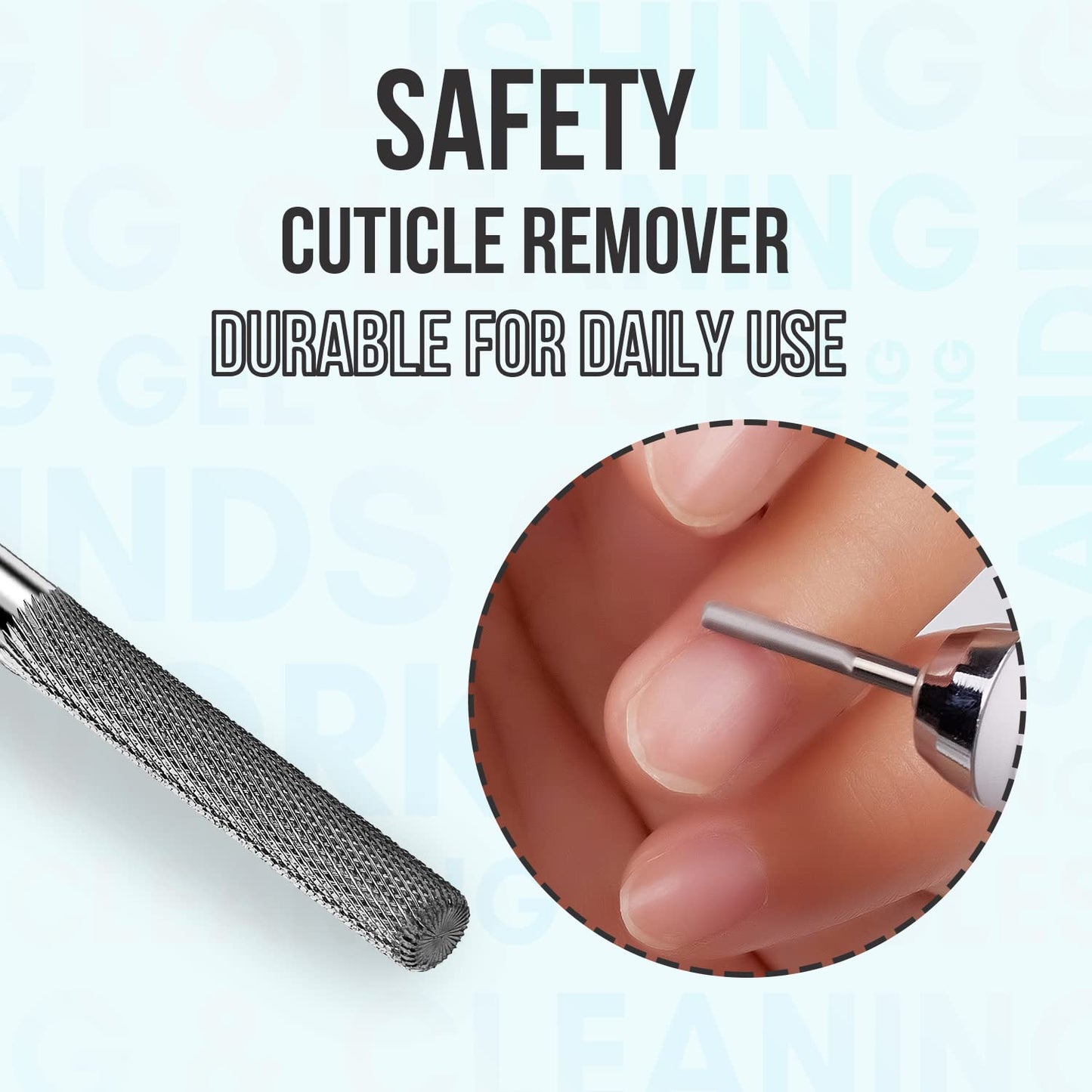 Makartt Cuticle Nail Drill Bit Safety Tungsten Carbide Cuticle Remover Drill Bit Bundle With Nail File and Buffer, Pink Basic Nail Prep Kit with Cuticle Trimmer, Beginner Manicure Kit