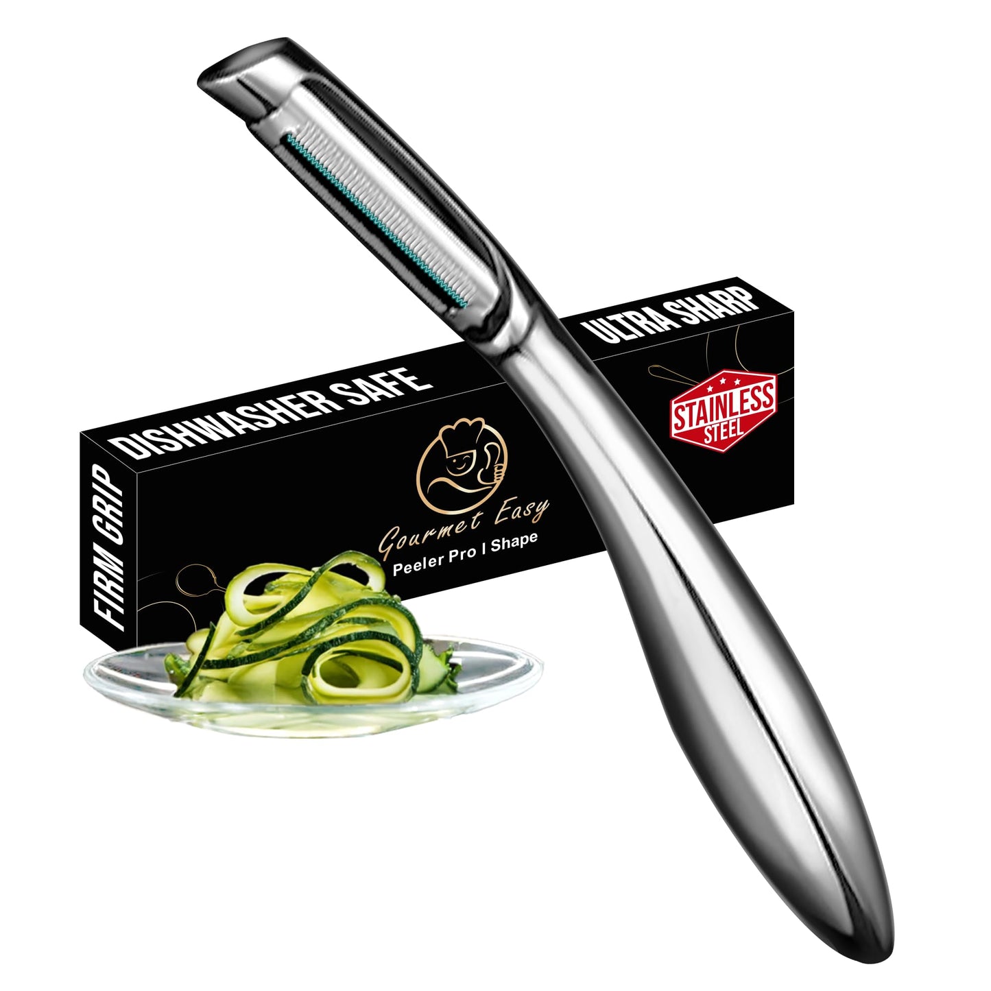 Vegetable Peeler, Premium Stainless Steel Potato Peeler, High Tensile Ultra Sharp Blade Fruit and Food Slicer, I Shaped with Ergonomic Non-Slip Handle, Dishwasher Safe with 5 Years Warranty