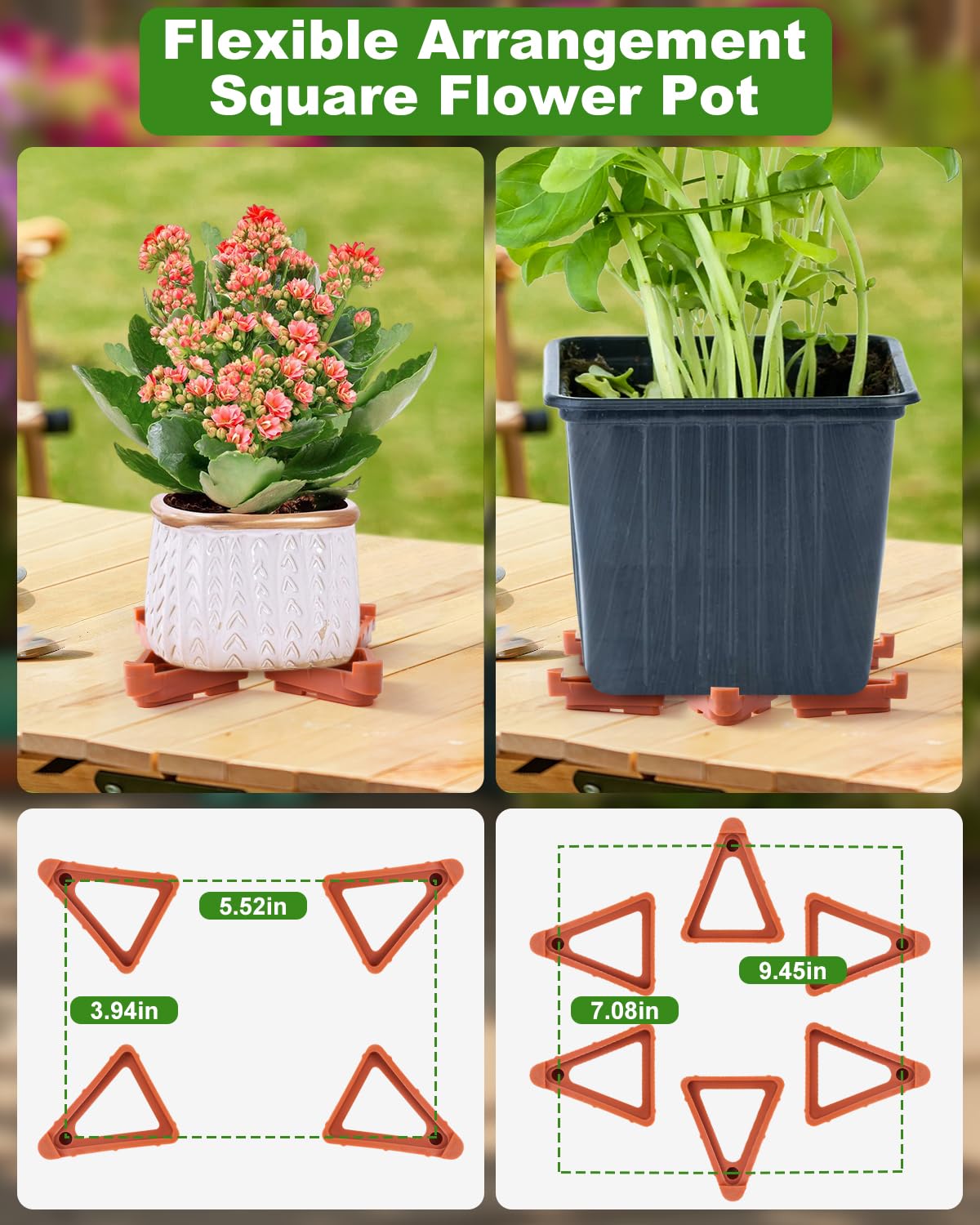 FantasyLife Pot Feet for Outdoor Planters, Invisible Breathable Plant Risers, Moisture-Proof Pot Stands Toes Lifters for Heavy Plants, Stackable Planter Feet for Indoor Outdoor (16pc Orange, Small)