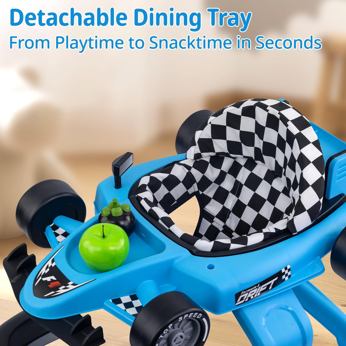 Baby Walker with Wheels | 3 Adjustable Heights, Reinforced Frame, 4 Modes (Push Walker & Jumper), Speed & Height Adjustments, Music, Lights, Anti-Rollover Design, for 6-18 Month Olds