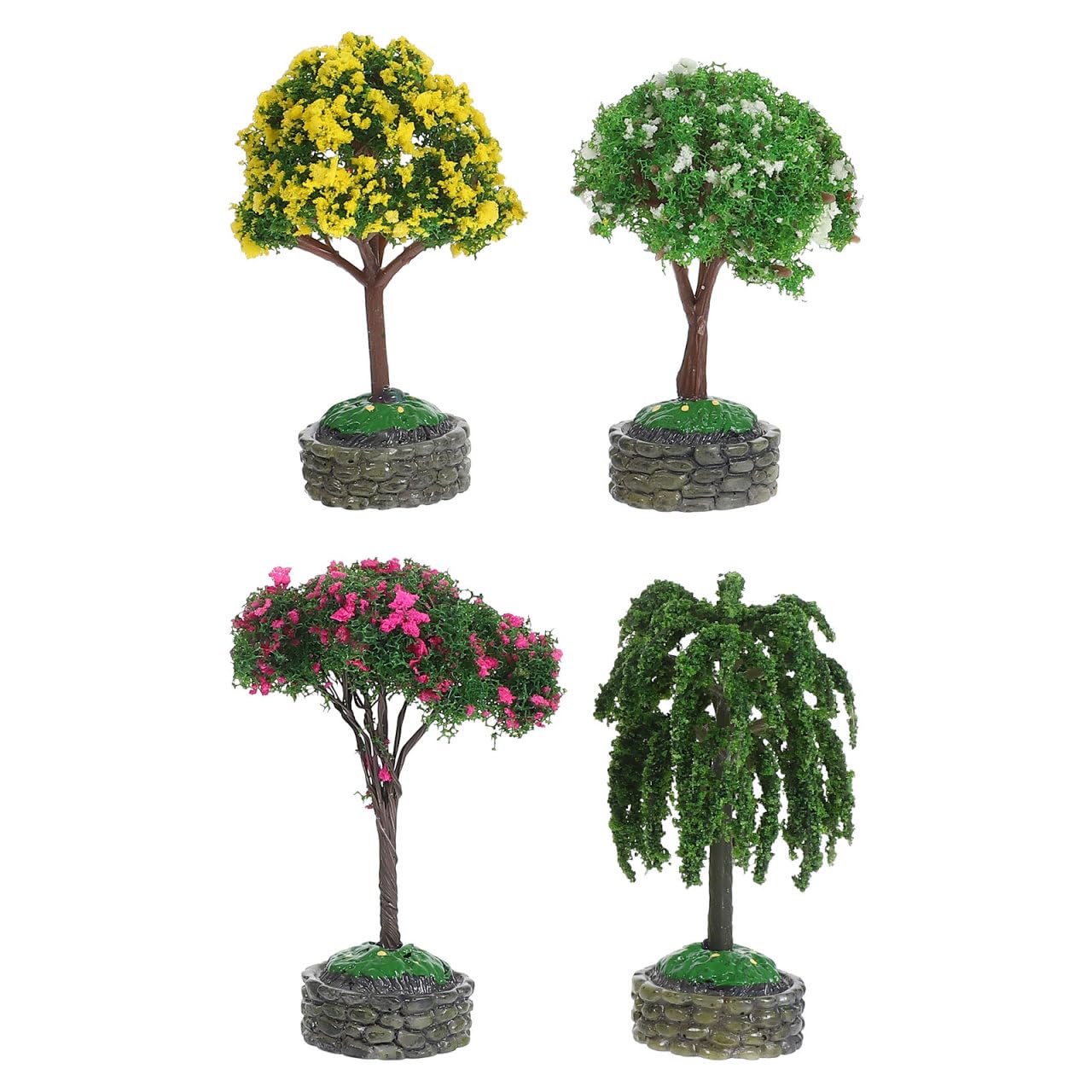 Abaodam 4pcs Miniature Tree Realistic DIY Micro Landscape Model for Dollhouse Train Scenery Lifelike Decoration for Gardens Flower Beds and Miniature Projects