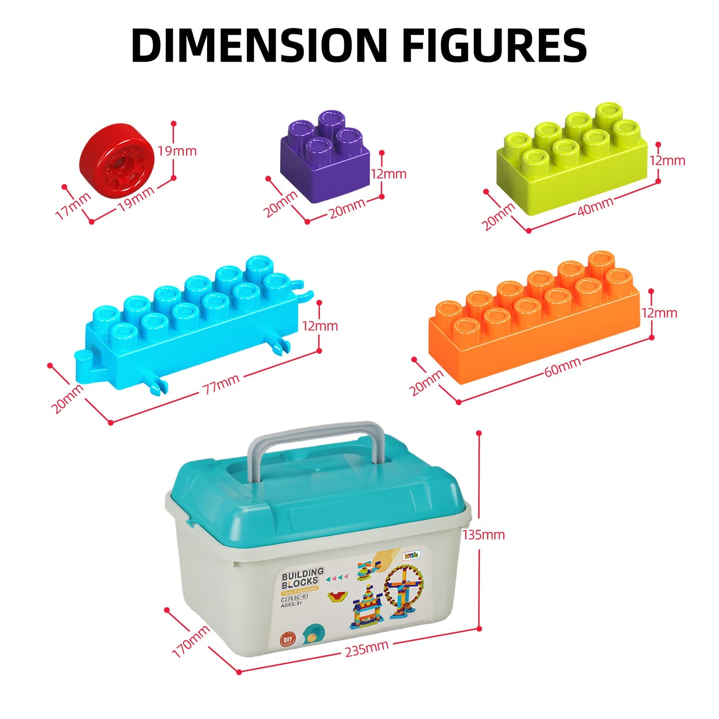 DIYBee 200 Pcs Building Blocks for Toddlers 1-3 & Up – STEM Toy Building Set with Storage Box, Mega Interlocking Building Blocks for Kids Boys & Girls, 20+ Creative Builds Educational Toy