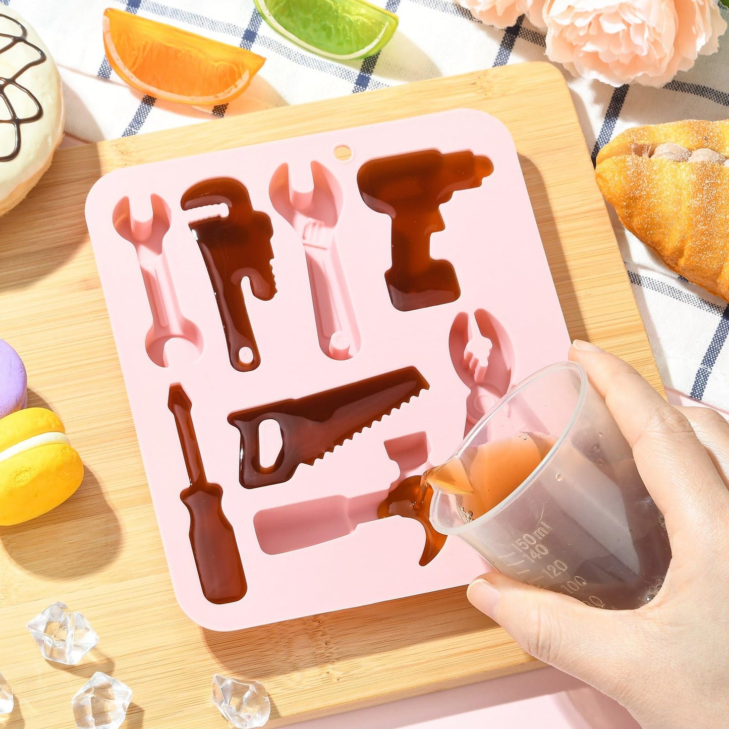 UR URLIFEHALL 2 Pcs Silicone Tool Molds Screwdriver Hammer Wrench Shape Chocolate Molds for Cake Decoration Candy Soap Cookie Ice Cube Crafts
