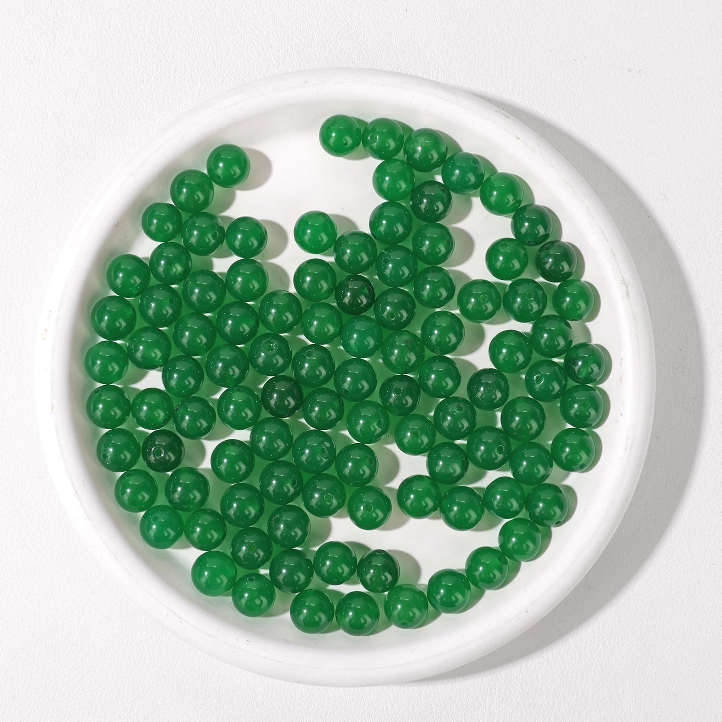 Raicegs 100pcs 8mm Green Jade Beads Natural Gemstone Beads Round Loose Beads for Jewelry Making DIY Bracelets Necklace