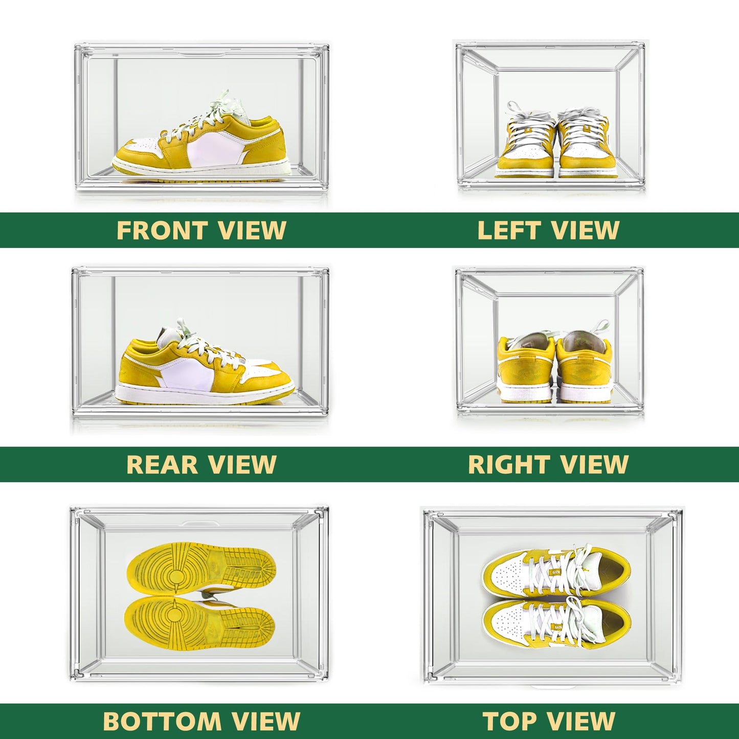 EZJOB 3 Pack X-Large Acrylic Shoe Display Case Size 14 Clear Stackable Handbag Organizer Sneaker Storage Box Shoe Contianers with Magnetic Door Purse Organizer for Closet