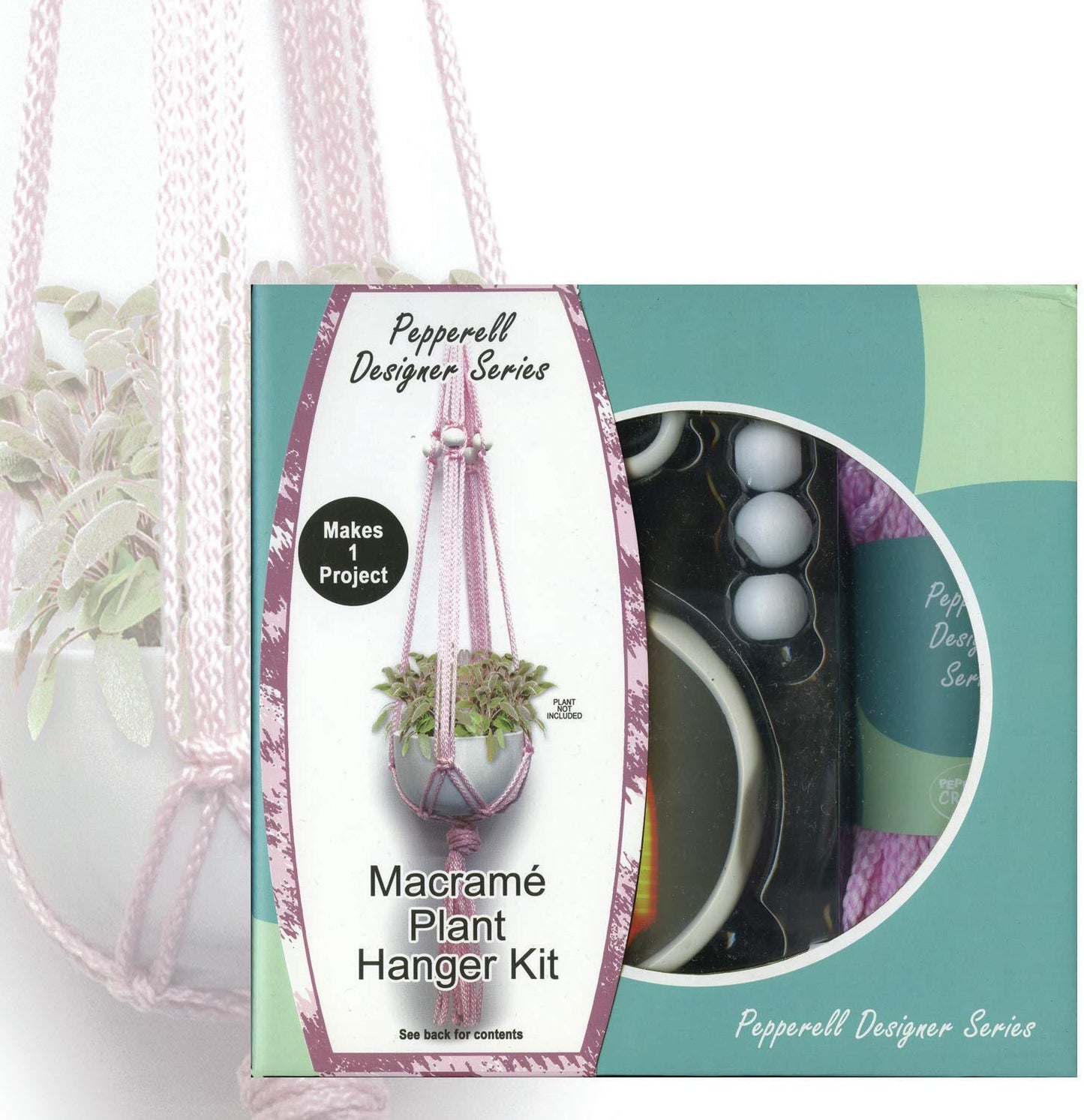 Pepperell Designer Macrame Plant Hanger Kit-Pink