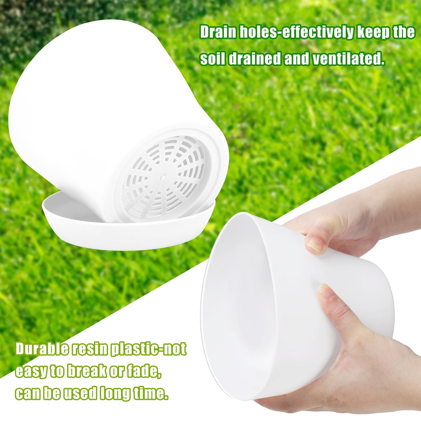 Hahood 36 Pack 5.5 Inch Plastic Plant Pots with Saucers White Flower Plant Container Seed Starting Pots Thickened Seedlings Nursery Pot for Home Garden Indoor Outdoor Flowers
