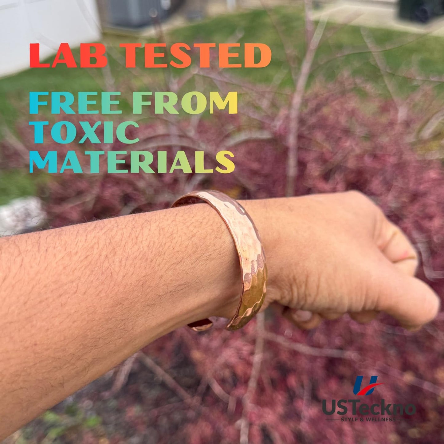 USTeckno Hand Forged 100% Pure Copper Bracelet. Made with Premium Solid High Gauge Copper and Health benefits. Enhance your well-being in style