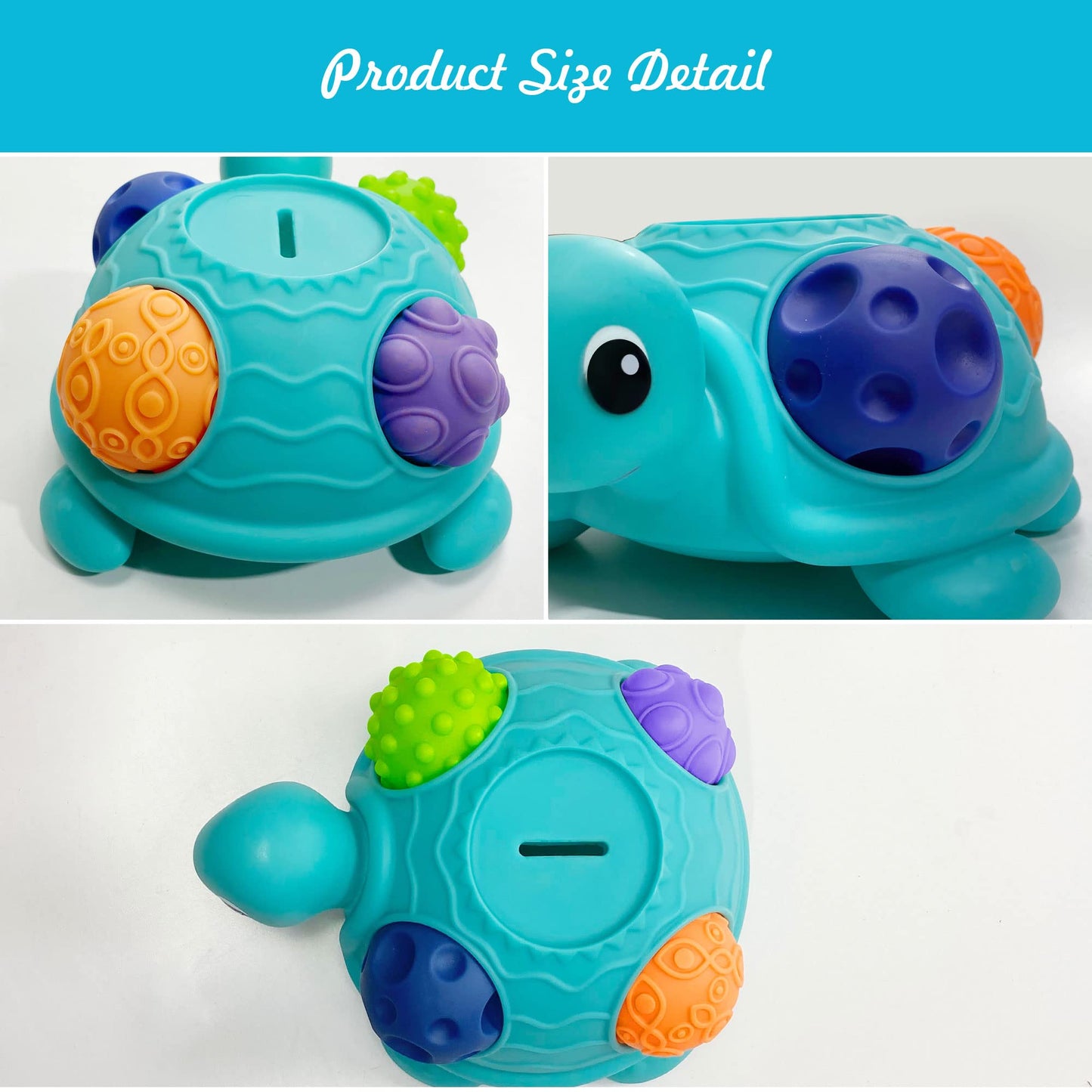 ROHSCE Montessori Sensory & Musical Baby Bundle: Textured Turtle Balls & Drum Musical Learning Infant Toys