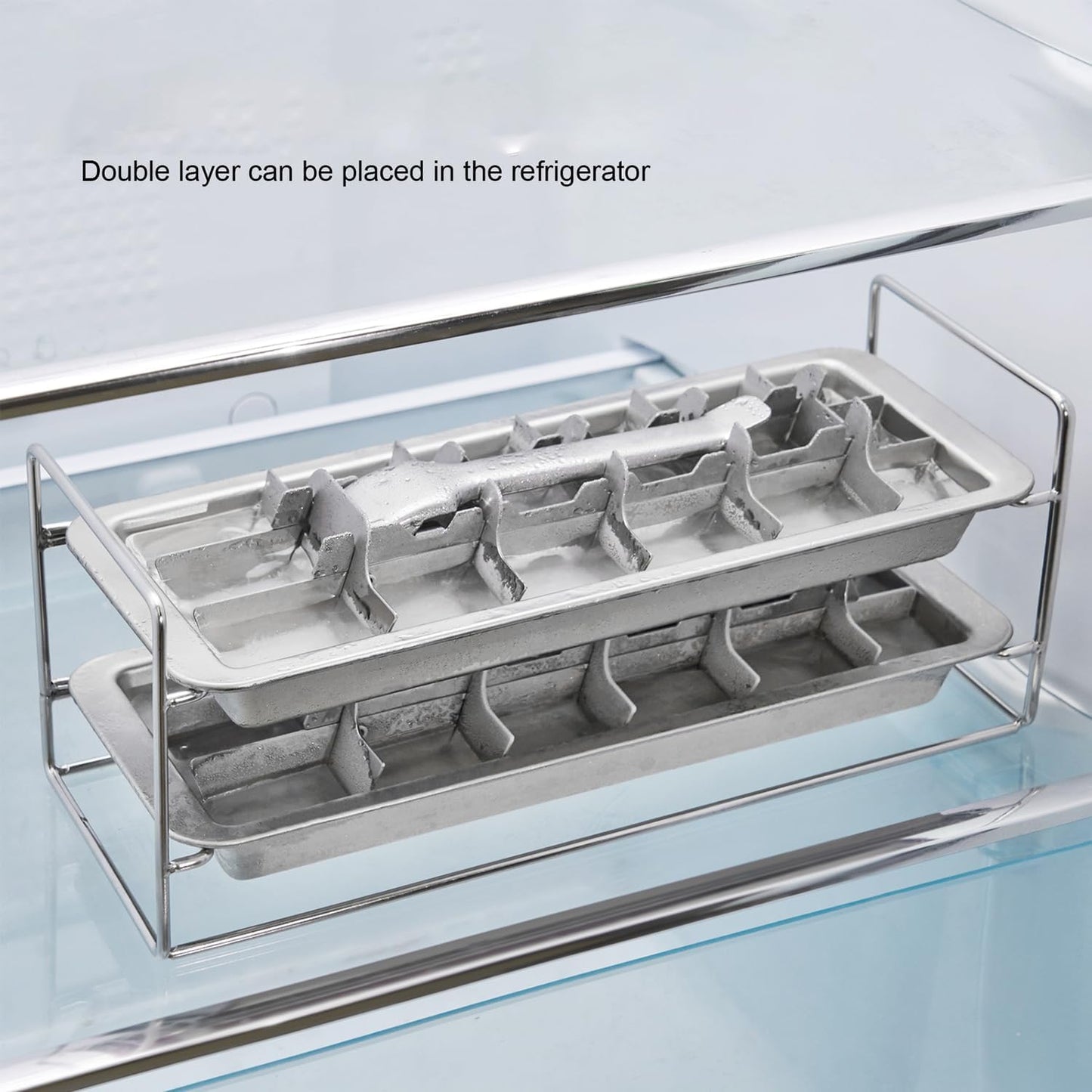 Metal Ice Cube Trays, Stainless Steel Ice Cube Trays, 18-Slot Ice Cube Tray with Easy Release Handle, Detachable Ice Trays for Bars Kitchens Dishwasher, Stainless Steel Ice Cube (2)