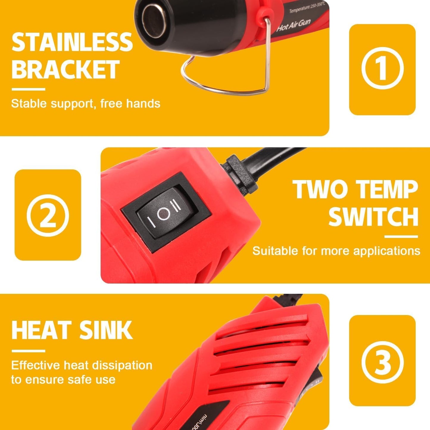 LDK Heat Gun for Crafting, Mini Dual Temp Hot Air Gun Tool with Reflector Nozzle for Epoxy Resin, Shrink Wrapping, Vinyl Wrap, Embossing, Electronics, Candle Making, Phone Repair & DIY