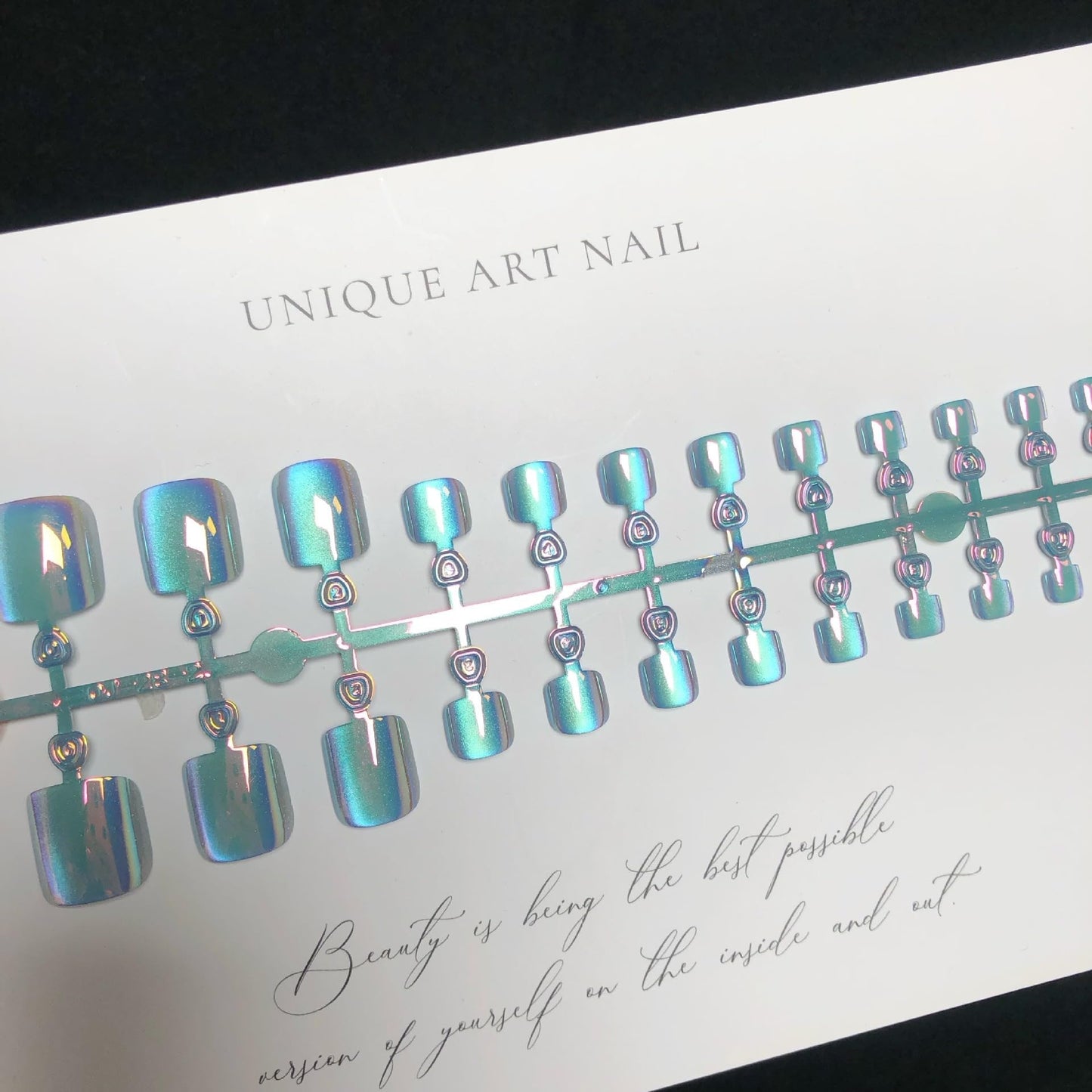 Blue Press on Toenails Cat Eye Fake Toe Nails Short Square Acrylic Toenails Glossy Chrome False Nails Shiny Glitter Artificial Toe Nails for Women Girls Manicure 24Pcs