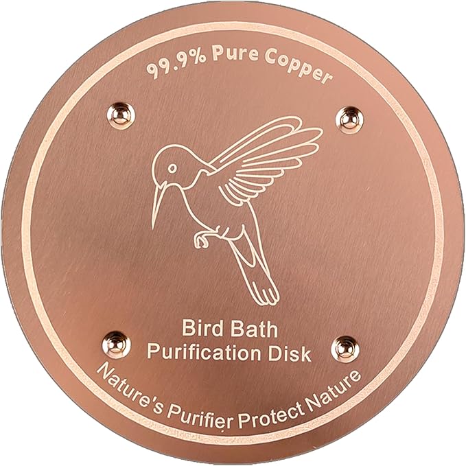 1 Pcs Copper Disc for Bird Bath | 99.99% Pure Copper Plate & Birdbath Disk | 0.6mm Thick Reinforced Design | Maintains Clean Water Naturally | Fits All Birdbath Bowls Year-Round (Bird Style 3)